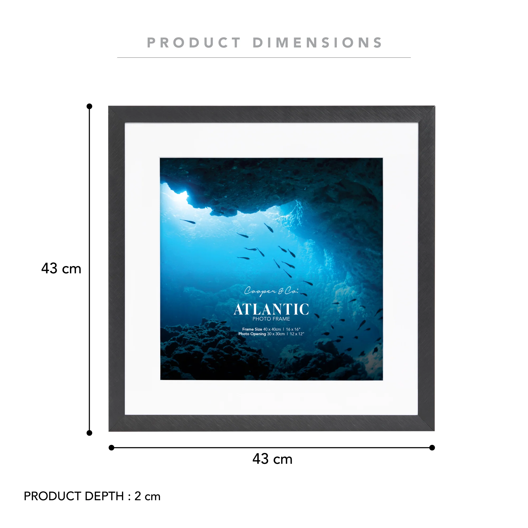 40x40cm Mat to 30x30cm Boldline Metal Photo Frame - Image 3