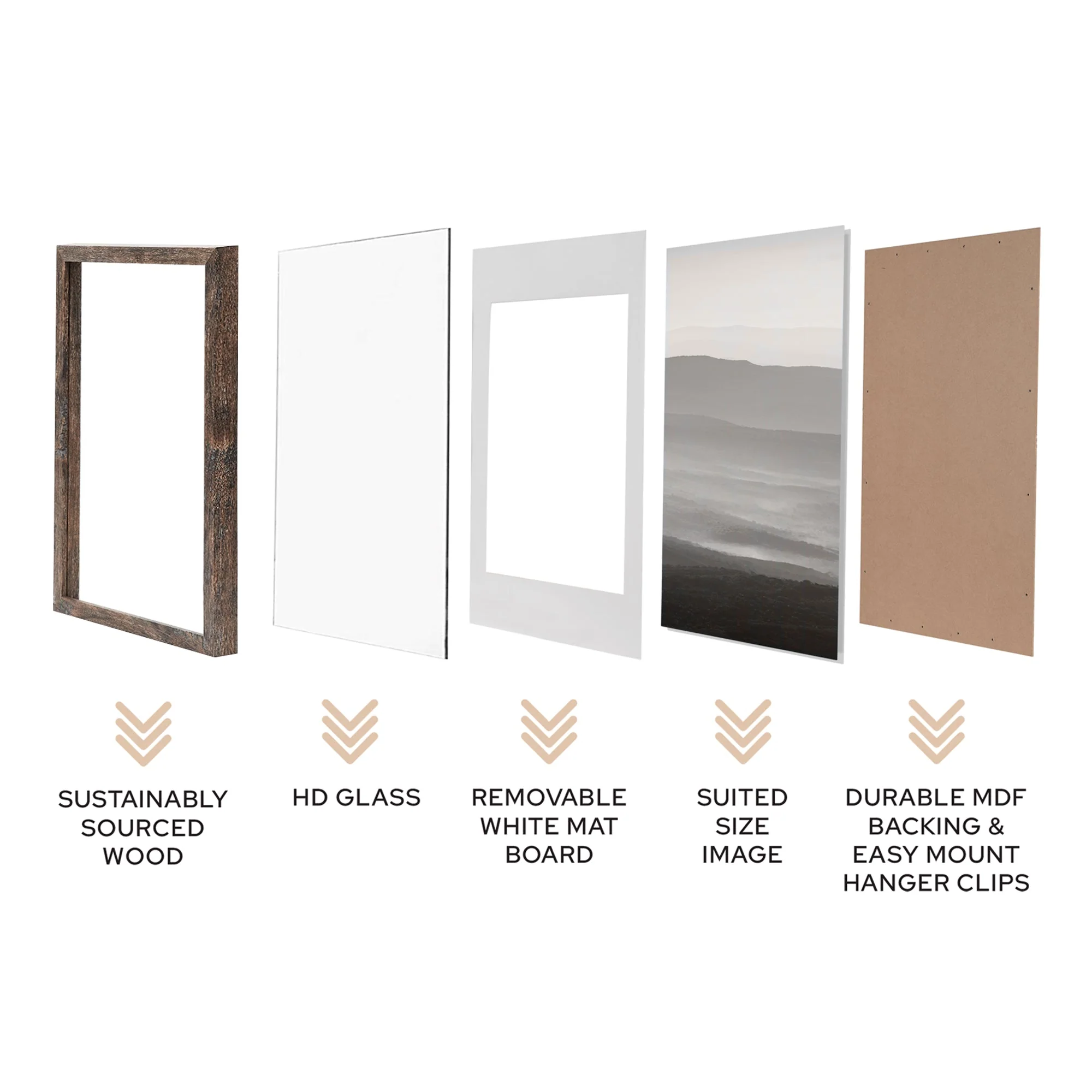 50x70cm Mat to 40x50cm Premium Rustic Wooden Photo Frame - Image 5