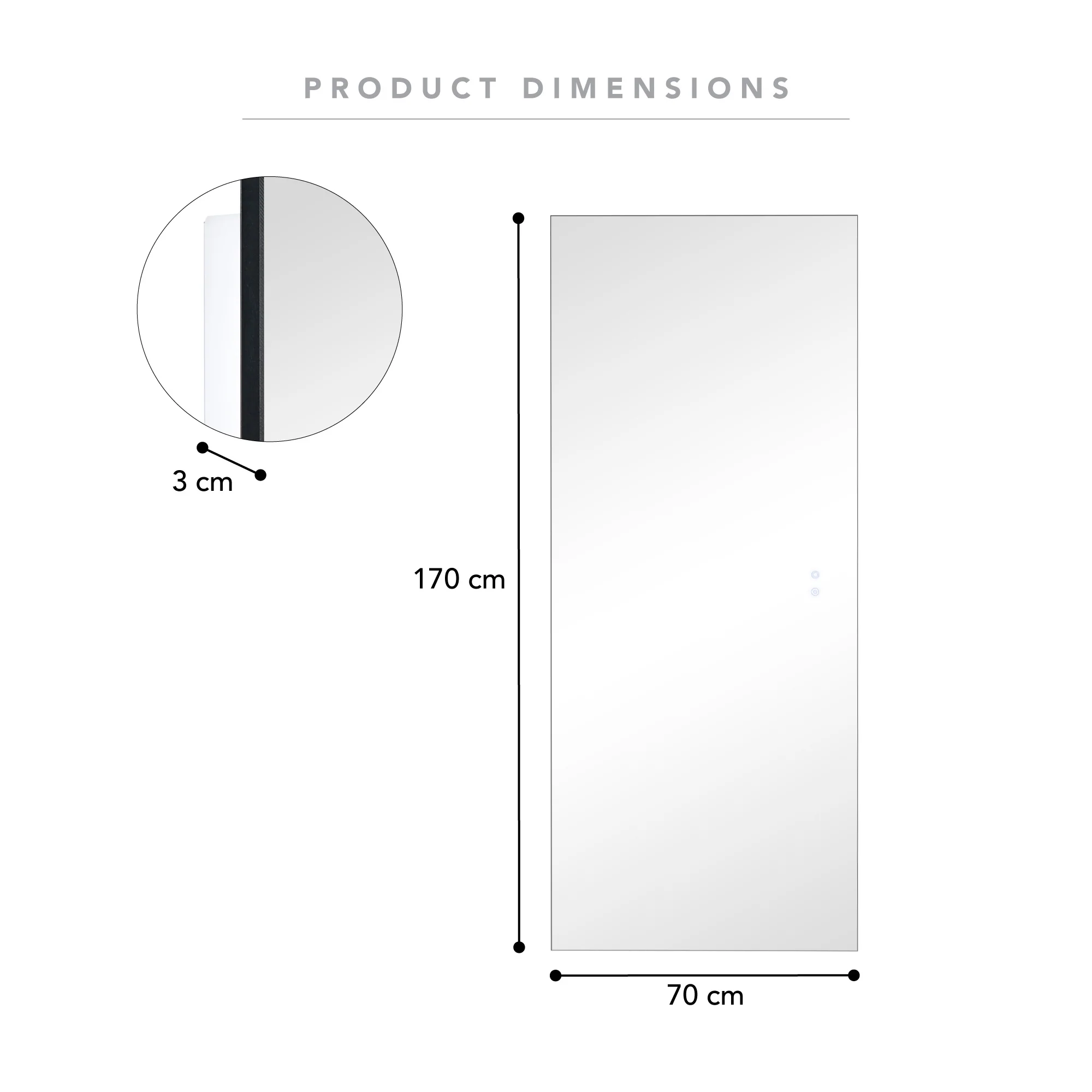 Aurora 170cm Rectangle Backlit Mirror - Image 3