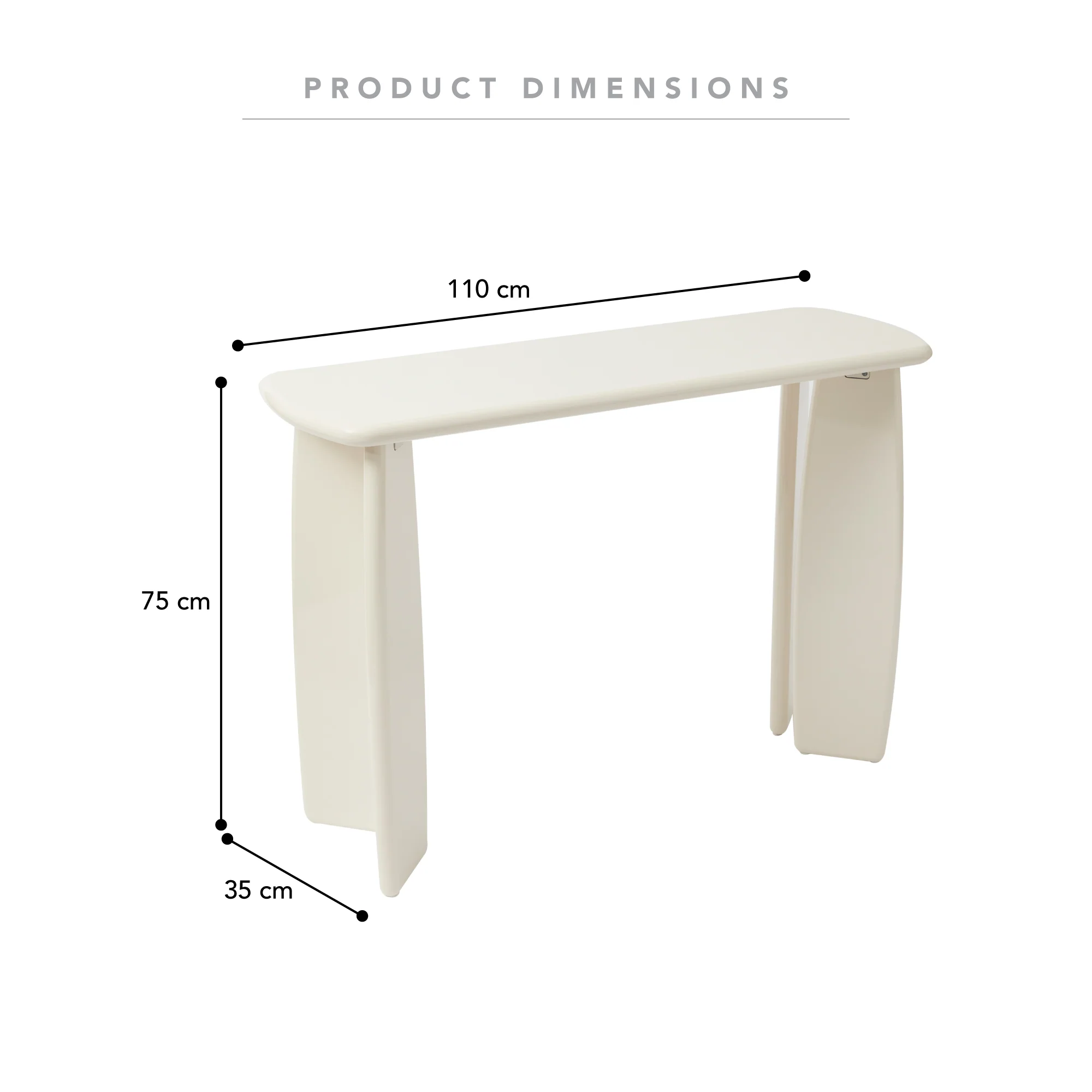 Charlie Gloss Console Table Cream (110cm) - Image 3