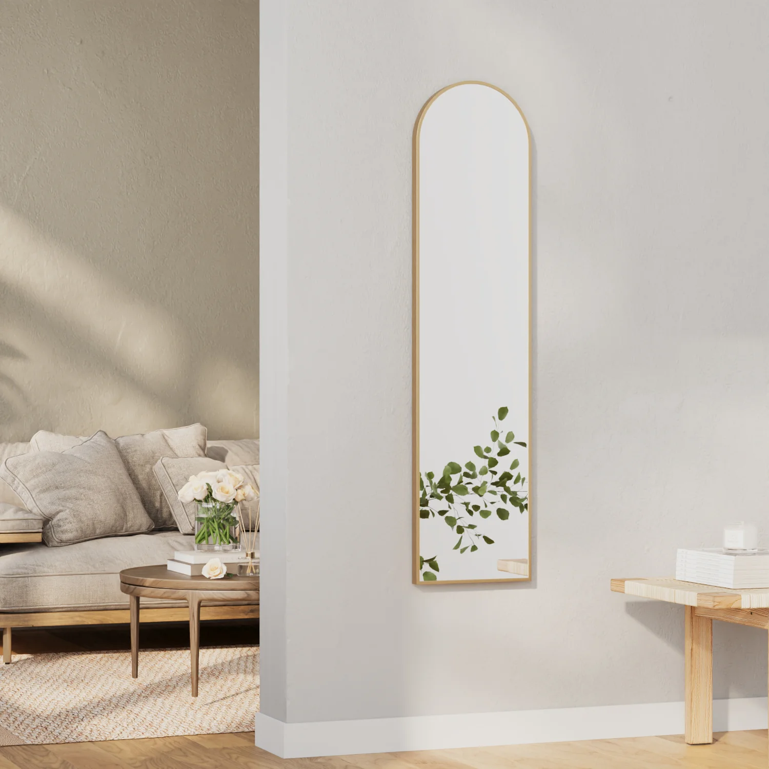 Cindy 120cm Arched Leaning Wall Mirror Black - Image 10