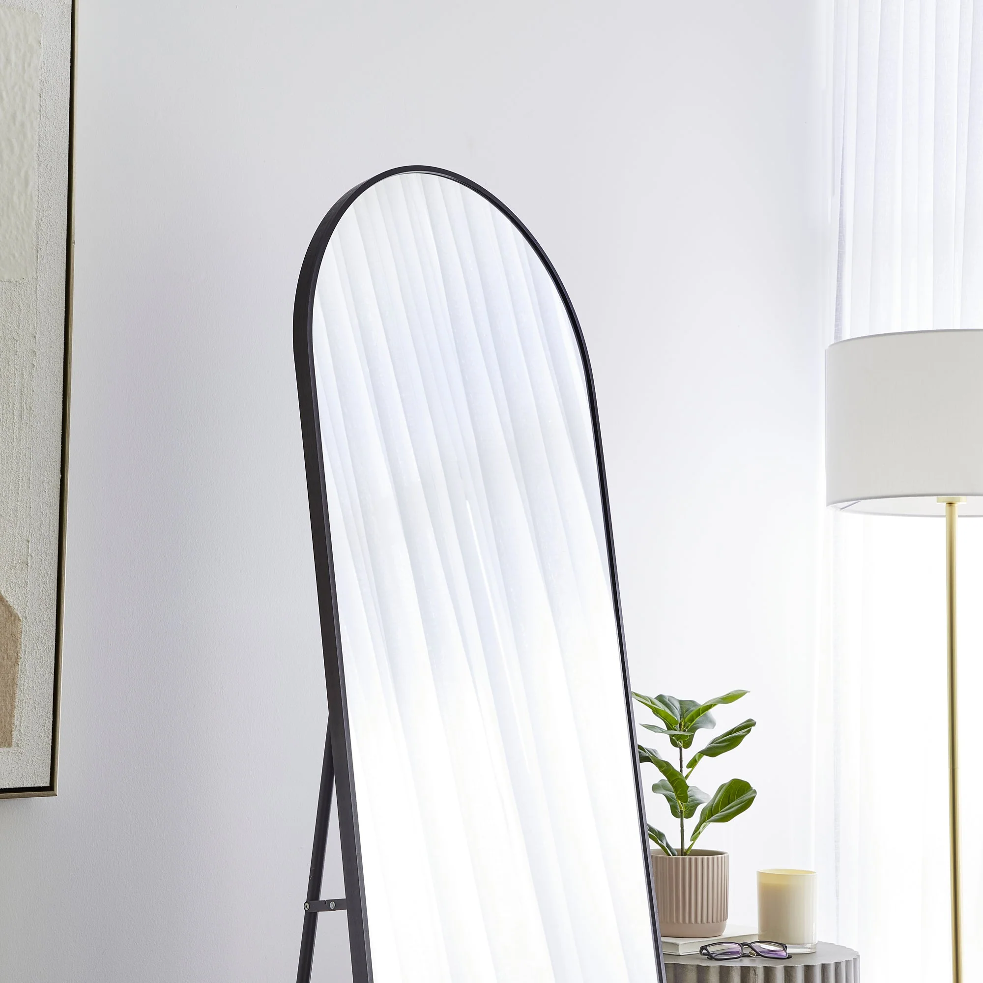 Cindy 165cm Arched Standing Full Length Mirror Black - Image 4