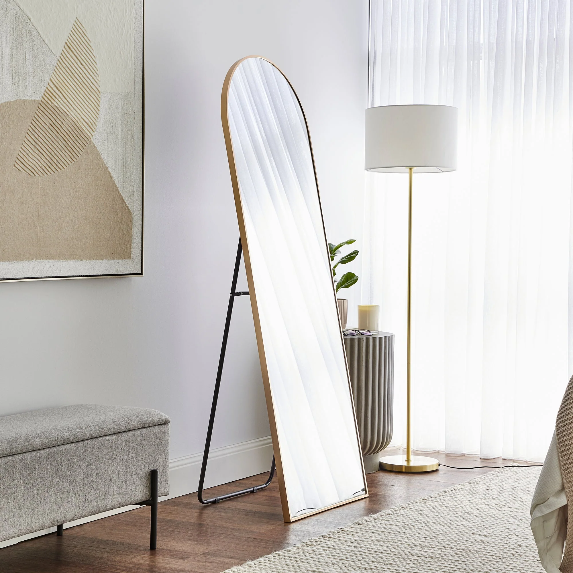 Cindy 165cm Arched Standing Full Length Mirror Gold - Image 9