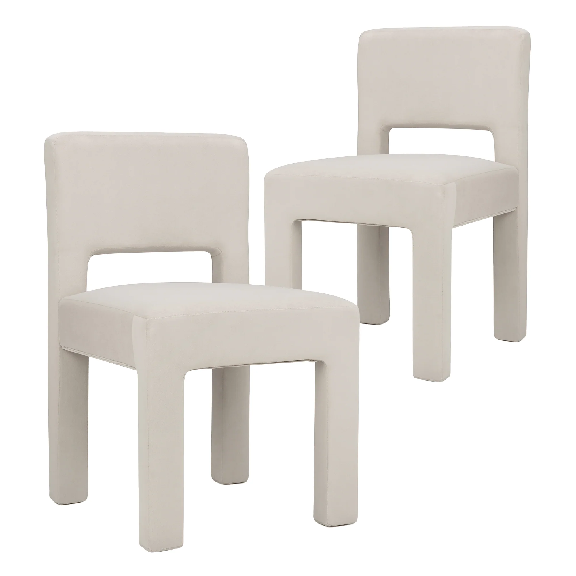 Claude Set of 2 Dining Chairs Beige Velvet - Image 2
