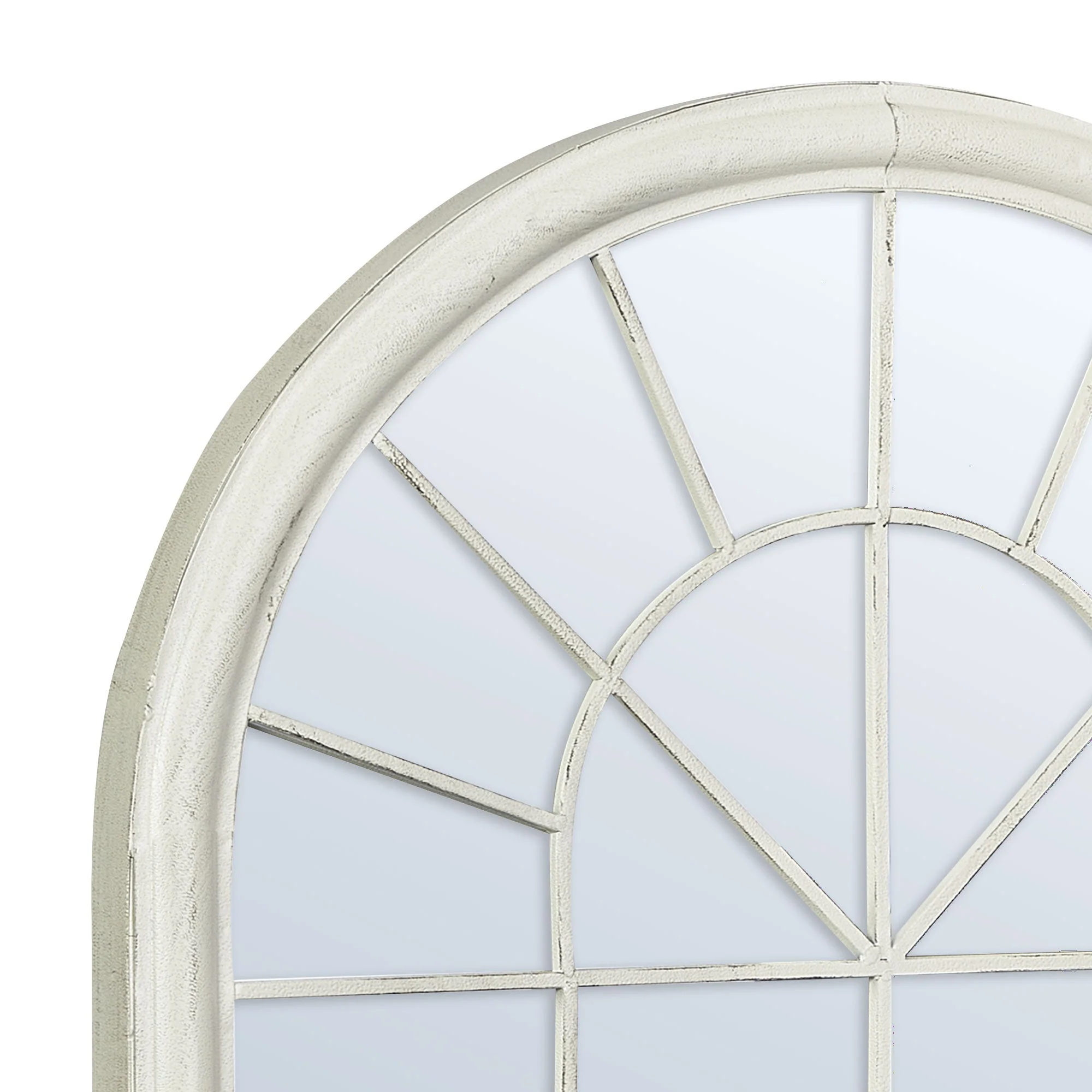 Dome 131cm Large Arch Iron Indoor Outdoor Mirror Antique White - Image 4