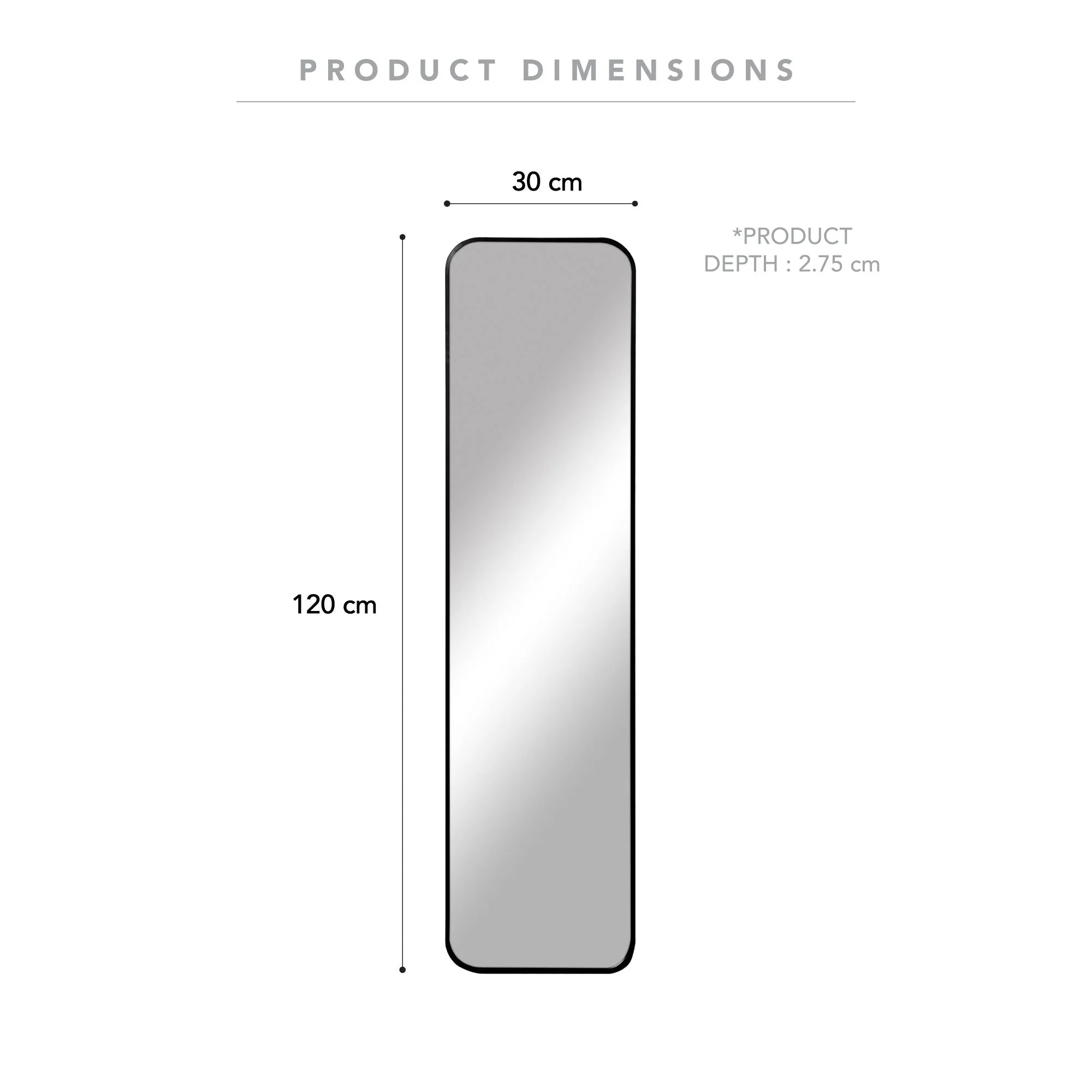 Elle 120cm Rectangle Leaning Wall Mirror Black - Image 4
