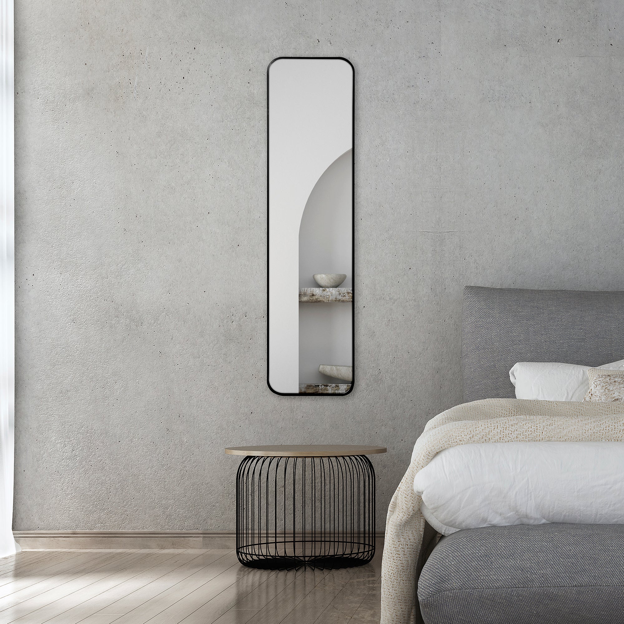 Elle 120cm Rectangle Leaning Wall Mirror Black - Image 5
