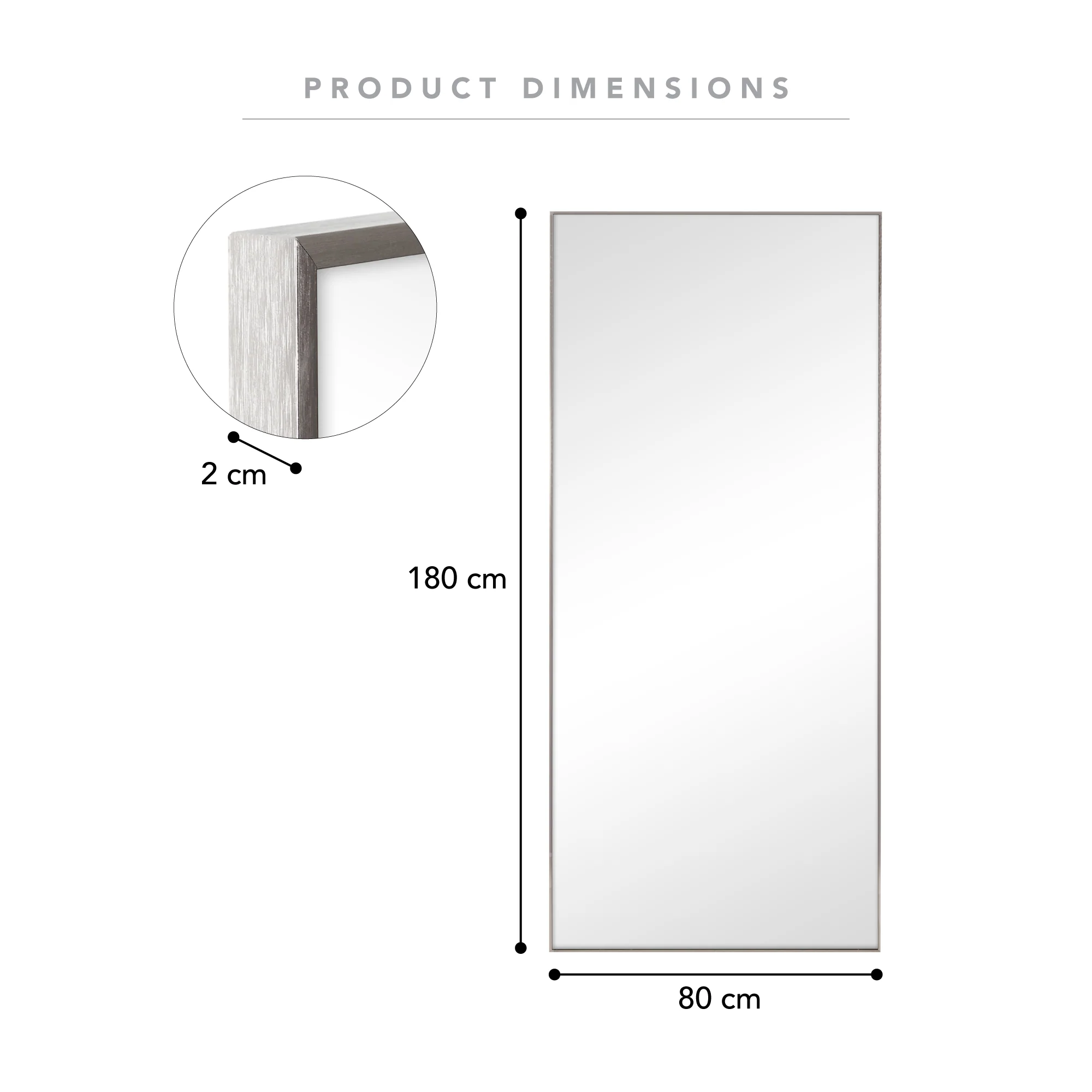 Elle XL 180cm Rectangle Mirror Gunmetal Grey - Image 3