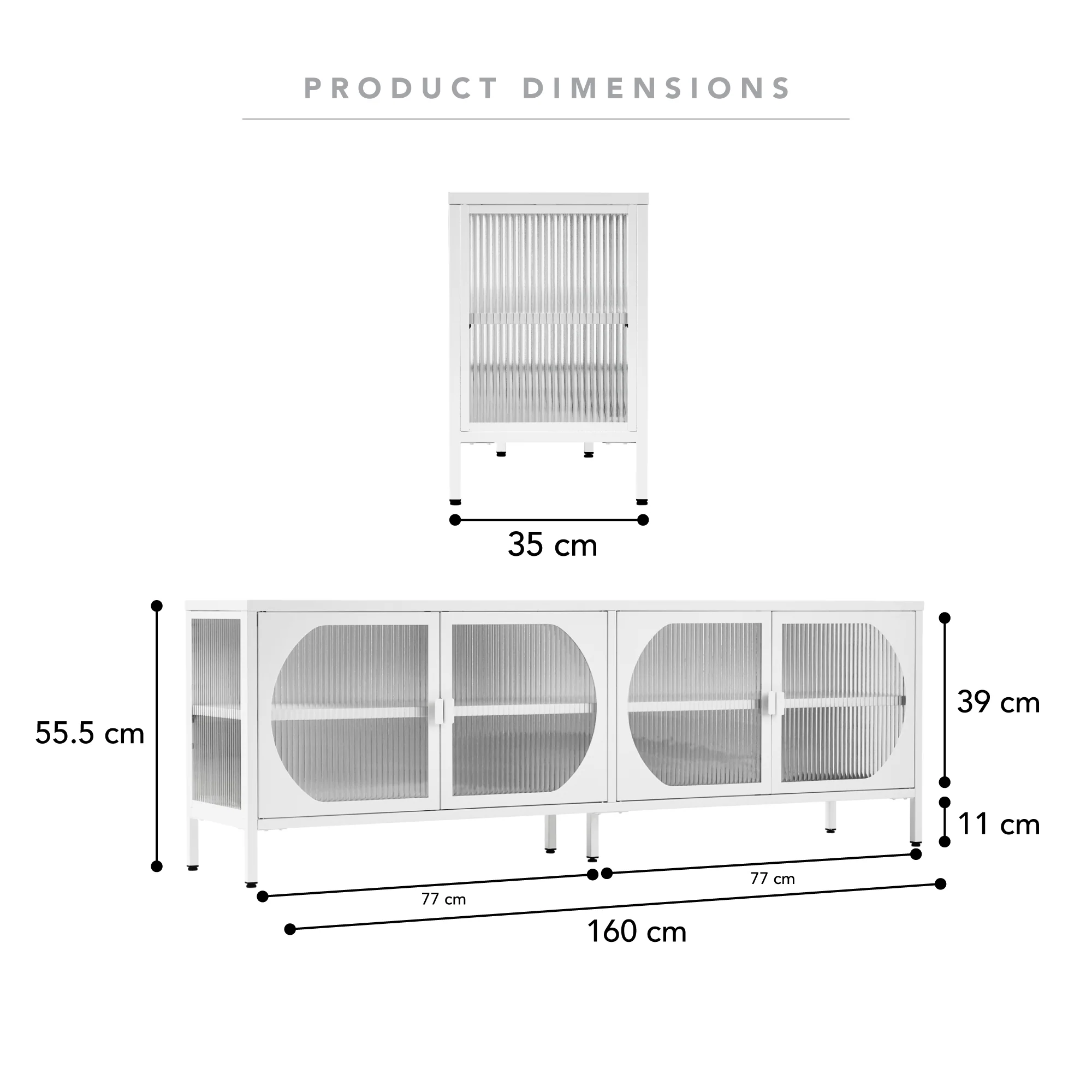 Eve Modern Metal Entertainment Unit White (160cm) - Image 3