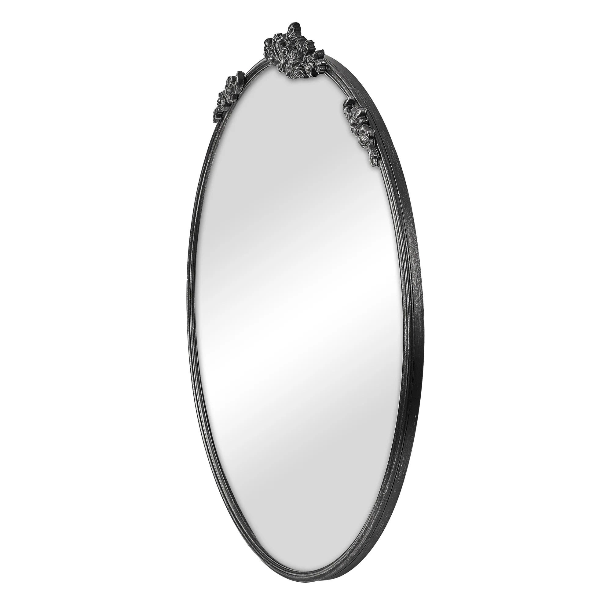 Florence 80cm Baroque Round Mirror Black - Image 8