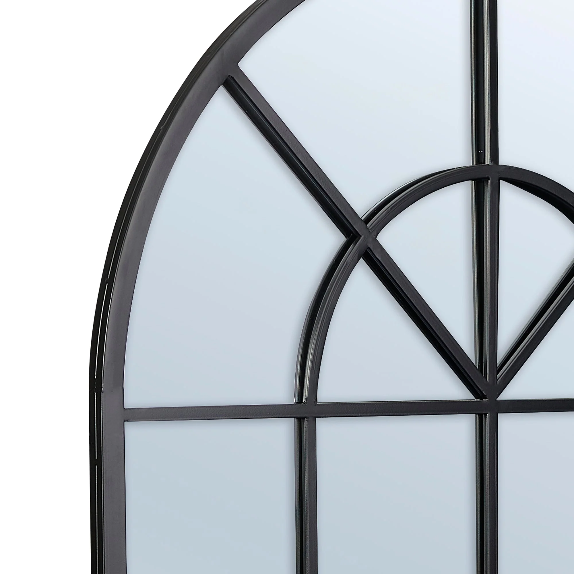 Grace 135cm Large Arch Iron Indoor Outdoor Mirror Black - Image 6
