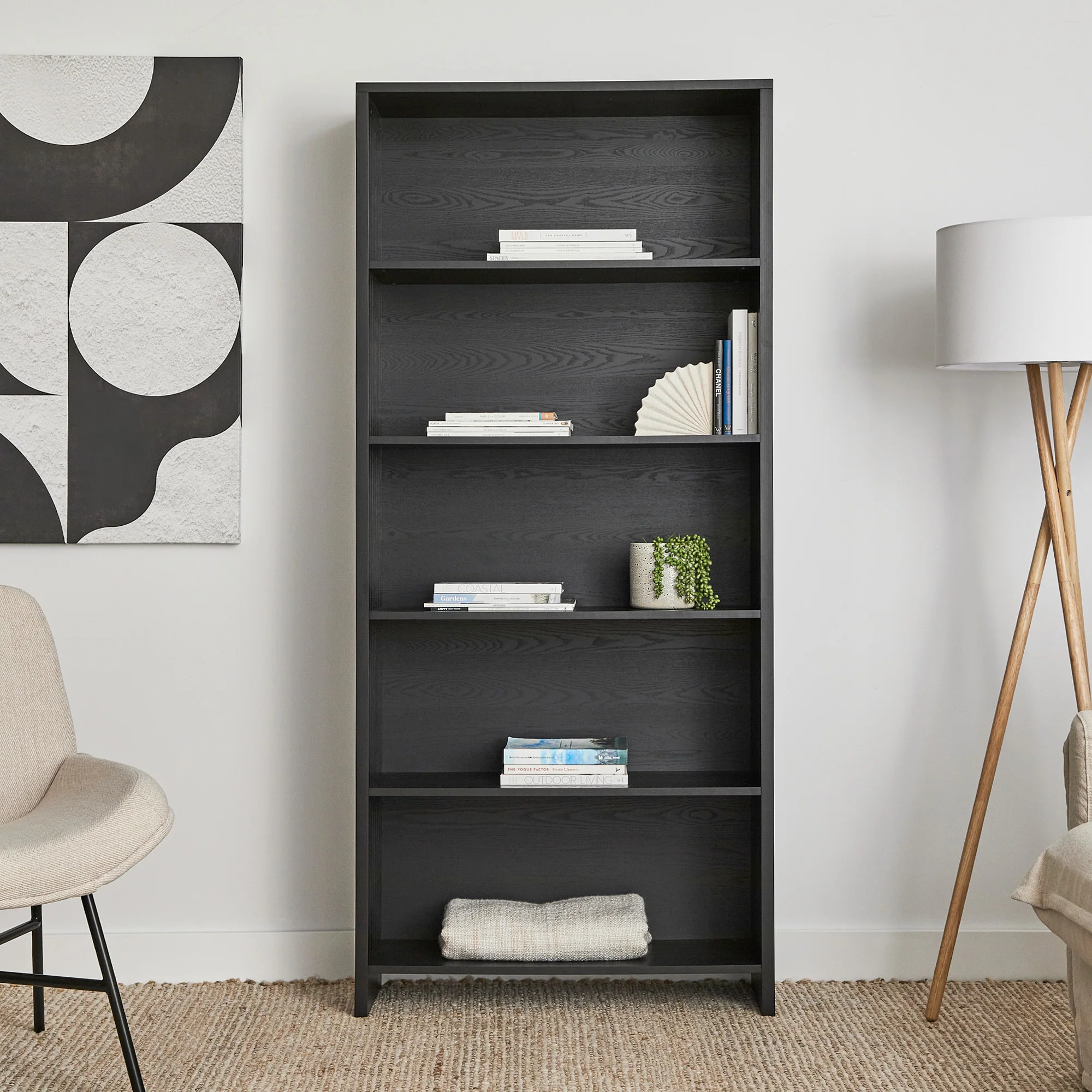 Harper 5 Tier Bookshelf Black - Image 8