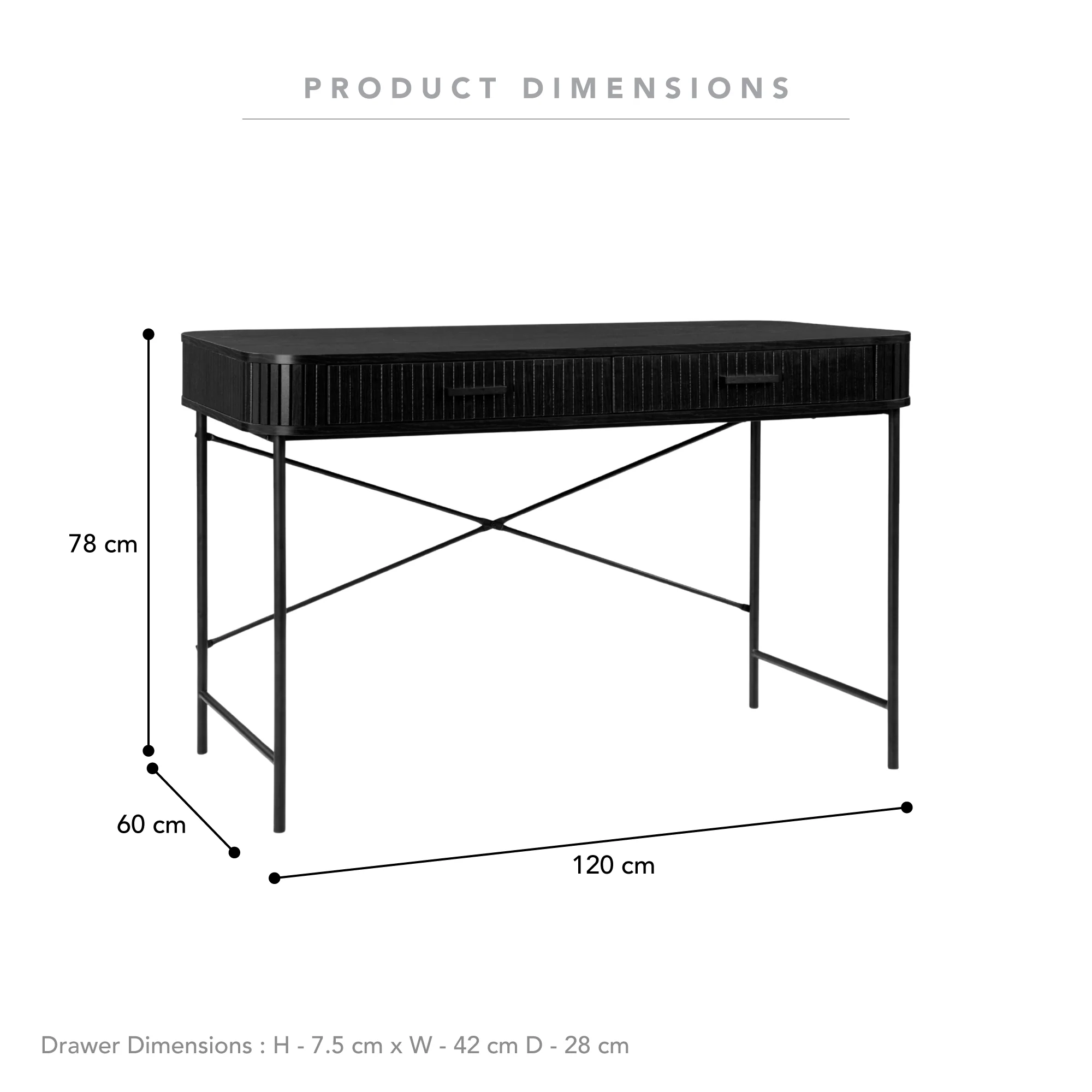 Haven 120cm Desk Black - Image 3