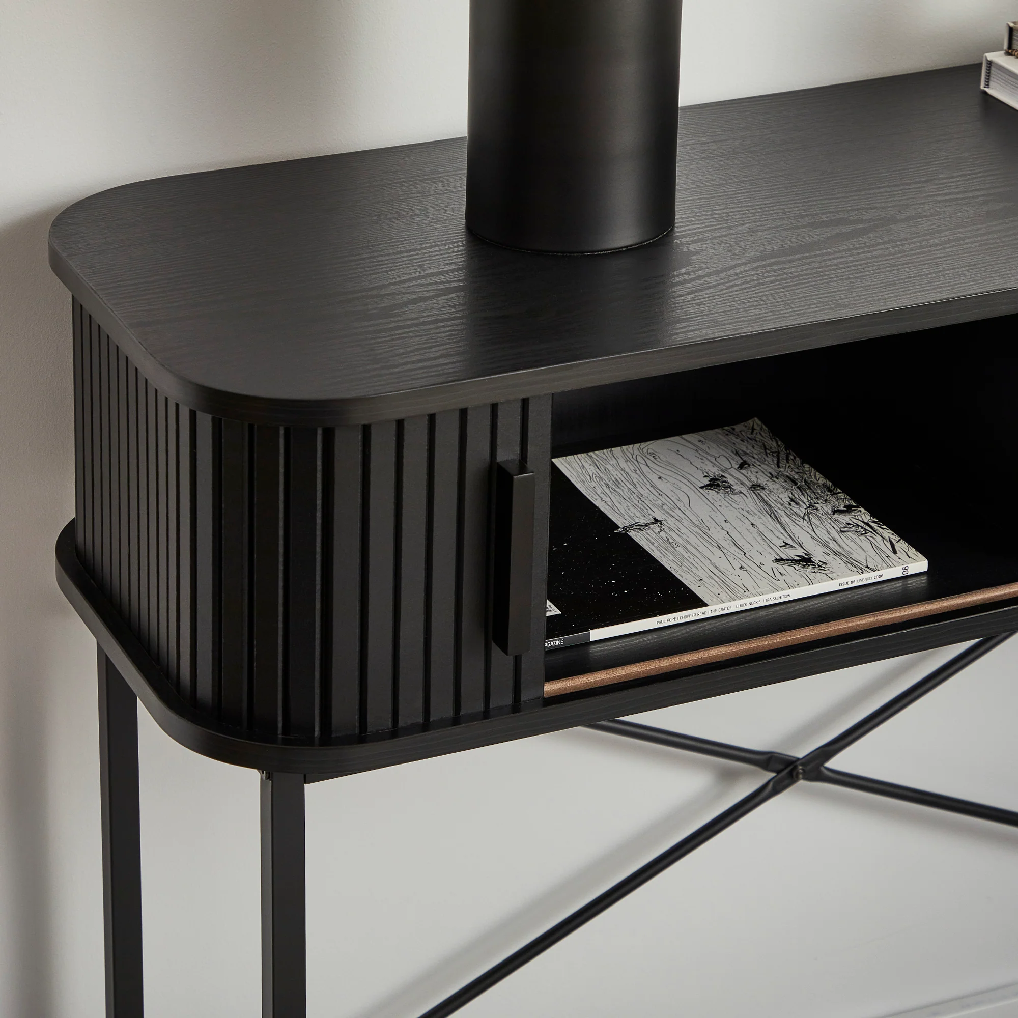 Haven Sliding Door Console Table Black (100cm) - Image 8