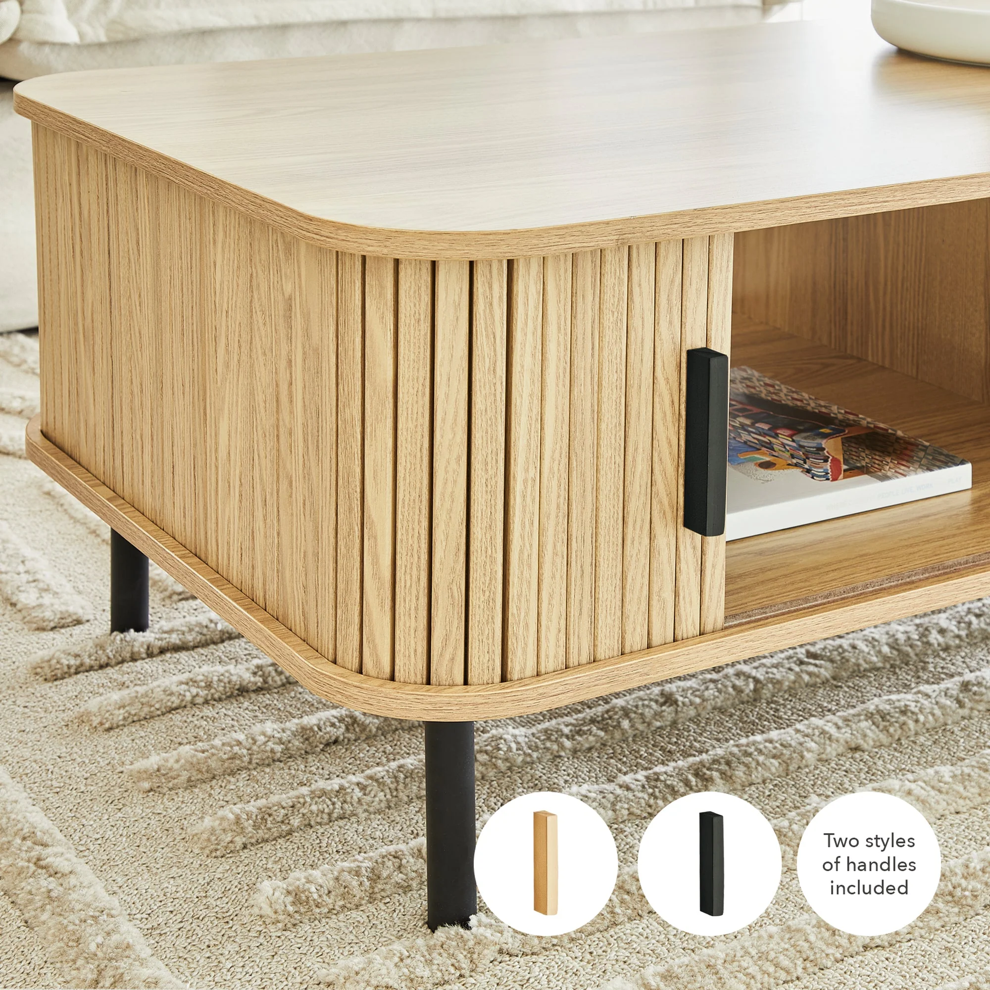 Haven Sliding Door Coffee Table Natural - Image 3