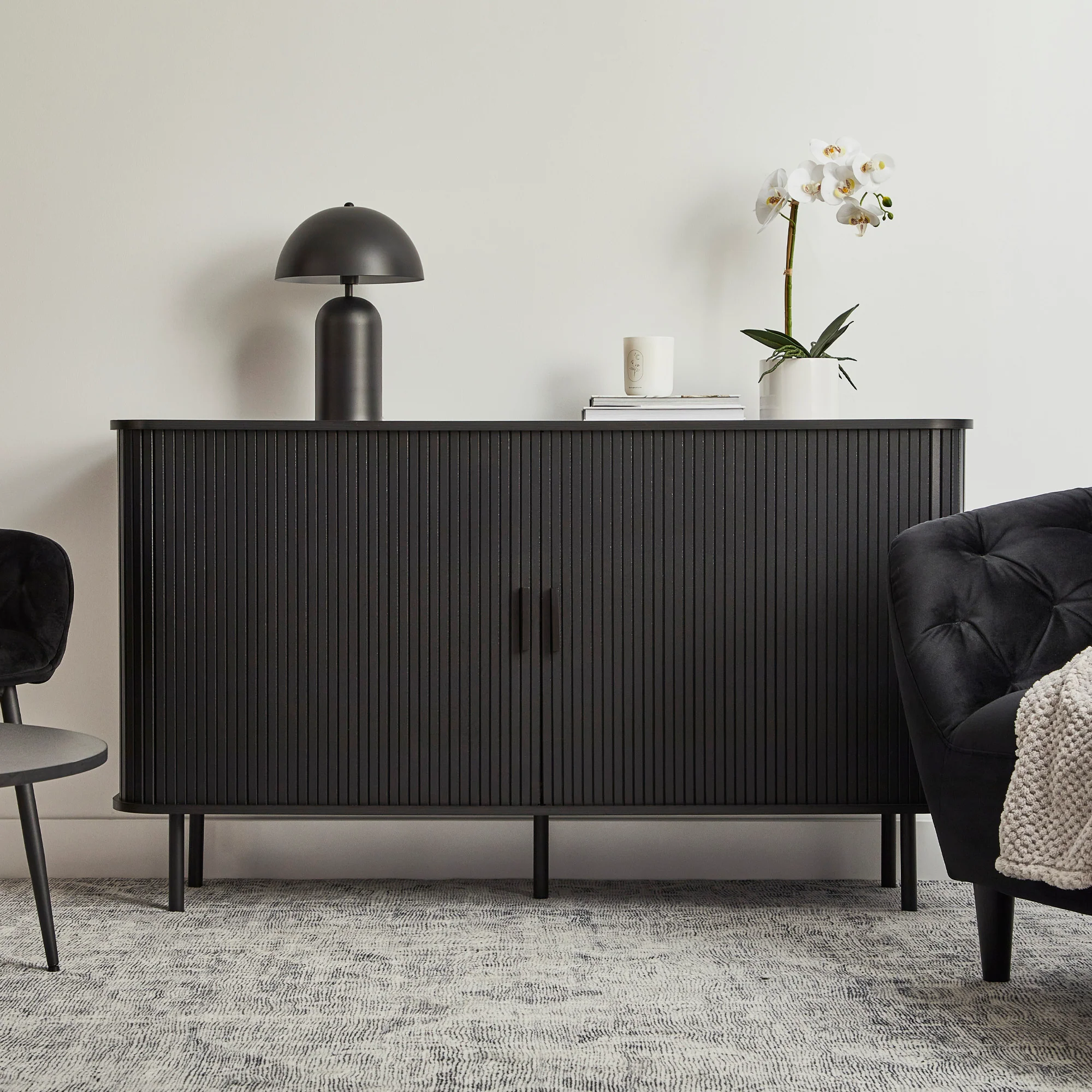 Haven Sliding Door Sideboard Black (140cm) - Image 5