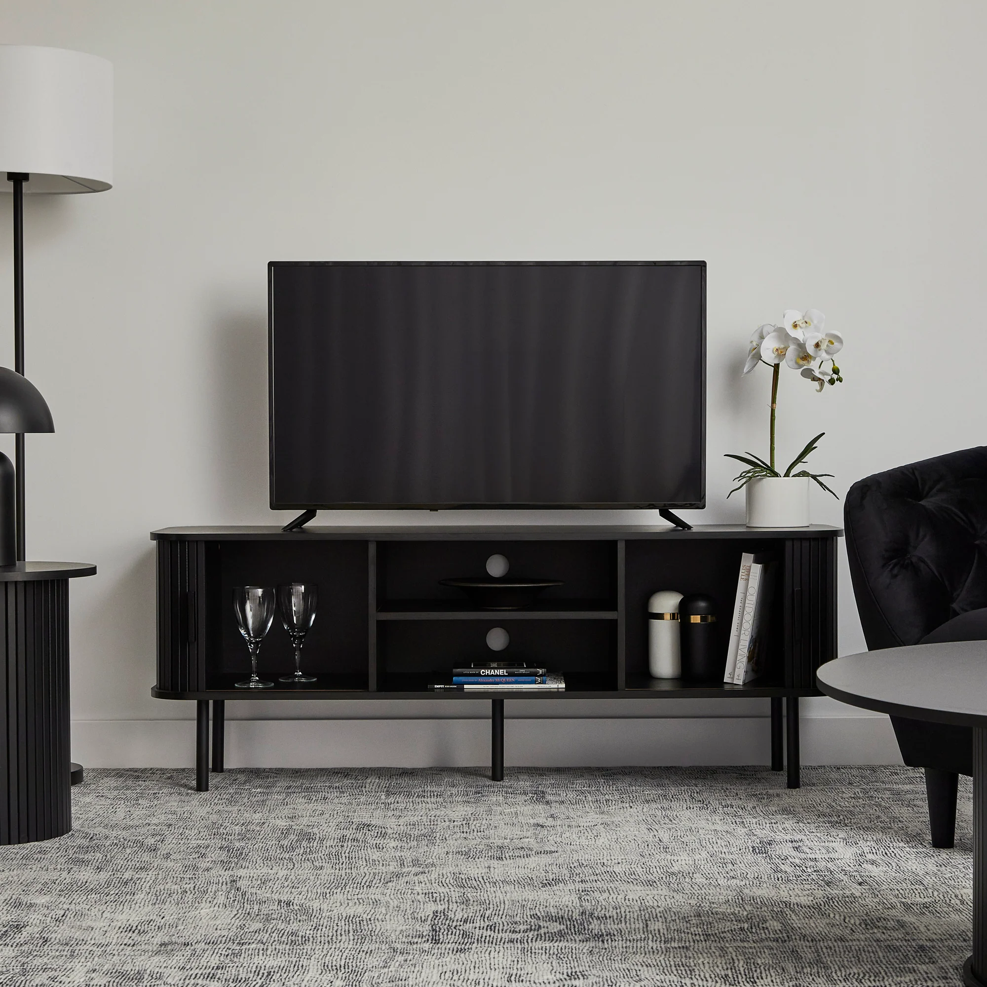 Haven Sliding Door Entertainment Unit Black (140cm) - Image 6