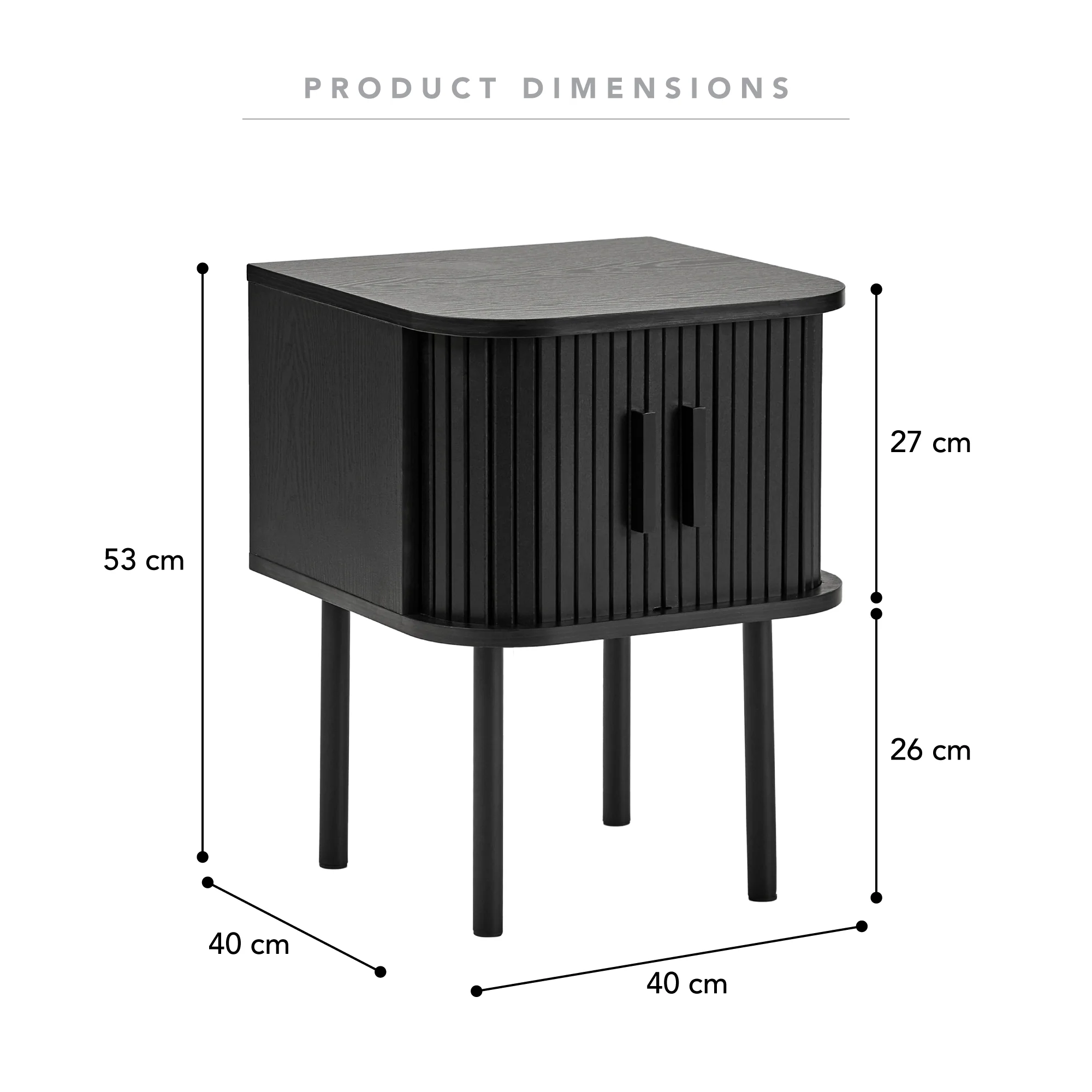 Haven Sliding Door Bedside Table Black - Image 3