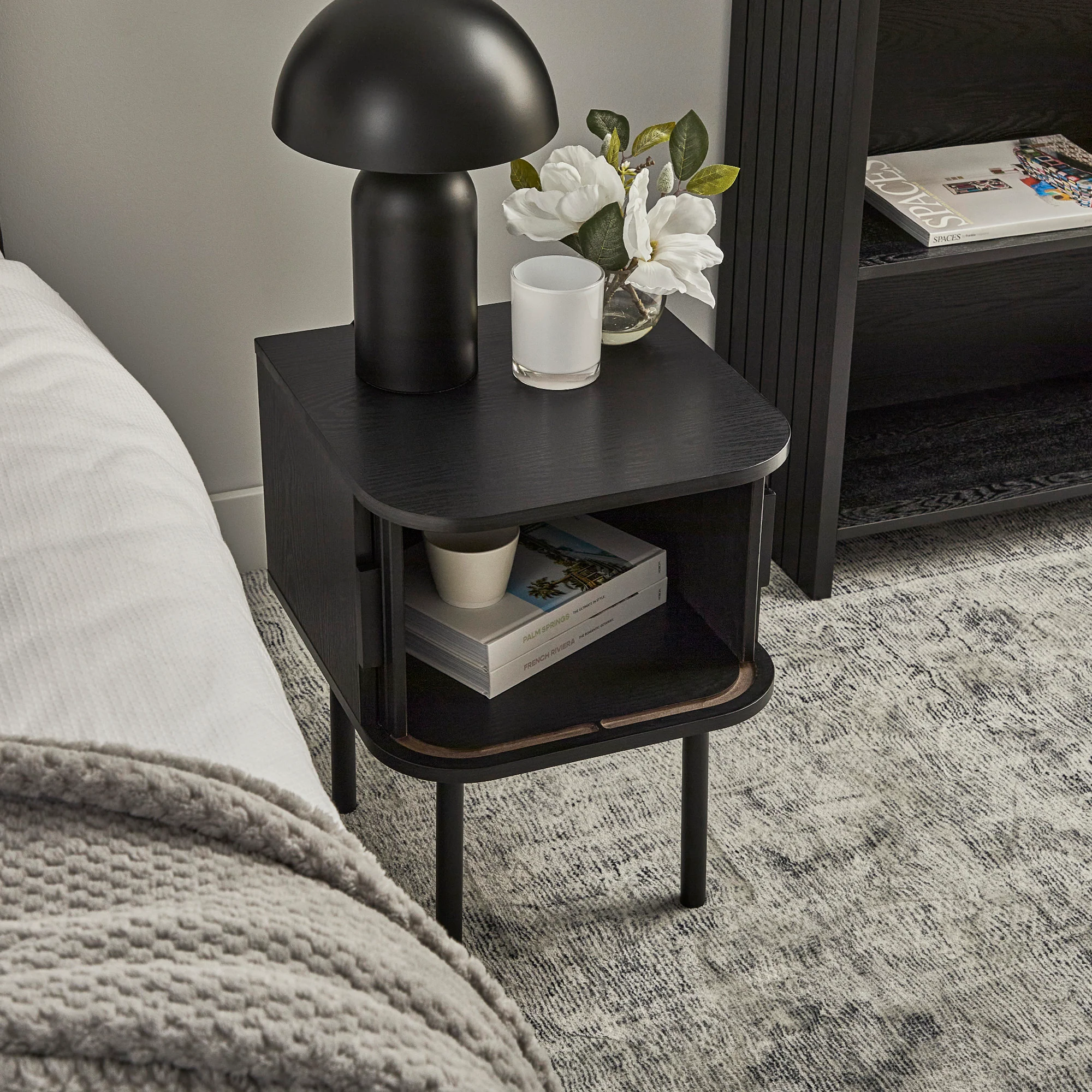 Haven Sliding Door Bedside Table Black - Image 6