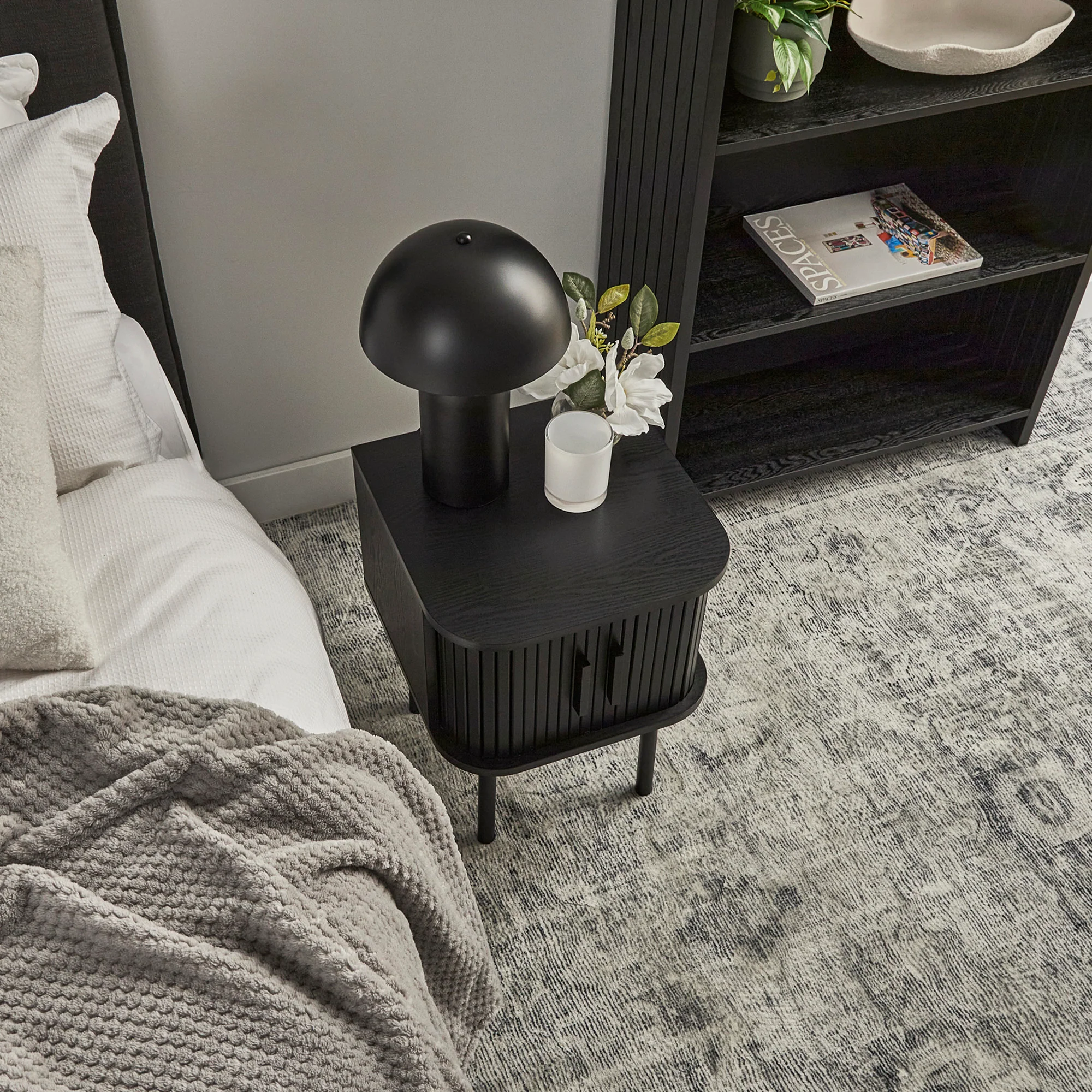 Haven Sliding Door Bedside Table Black - Image 8