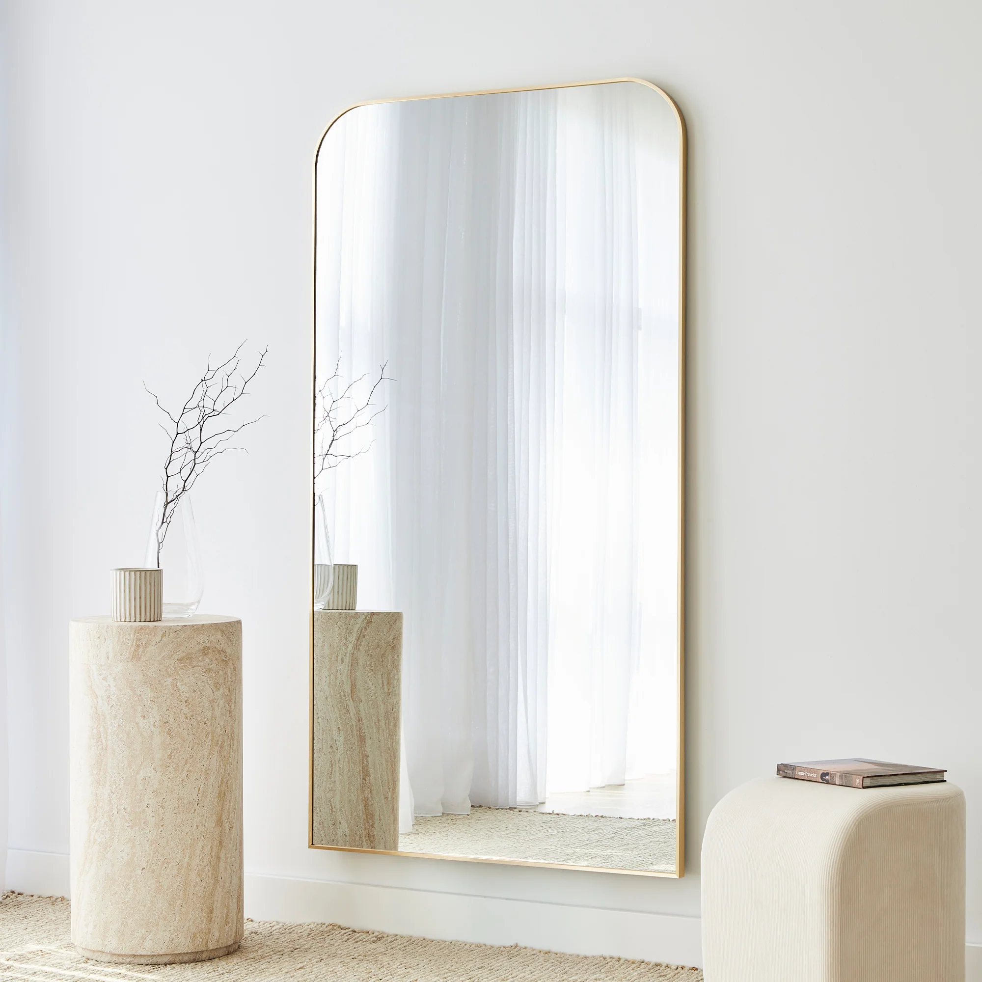 Ivy 165cm Rounded Mirror Gold - Image 4