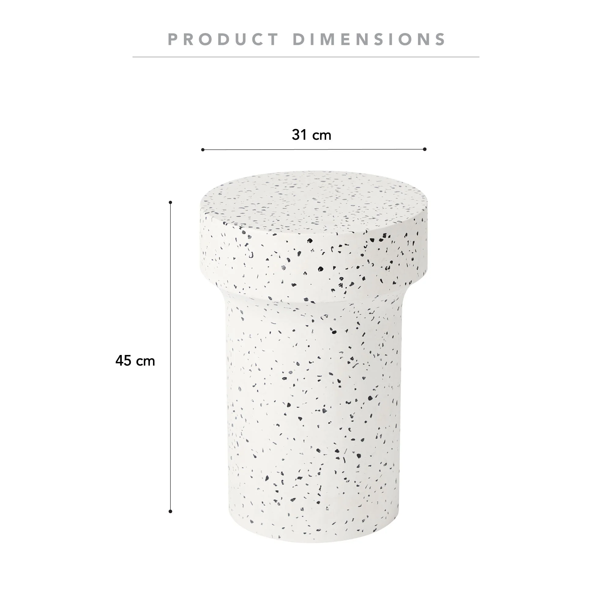 Leon Terrazzo Side Table Stool Speckle White - Image 3