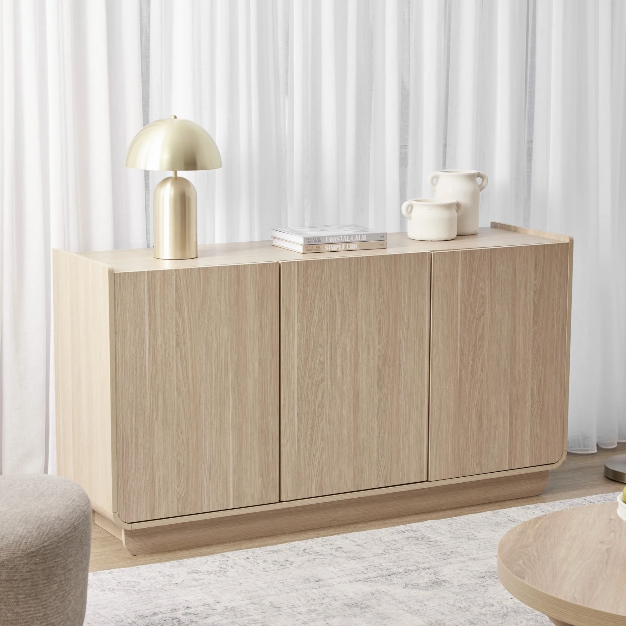 Malmo 3 Door Buffet Oak (140cm) - Image 8