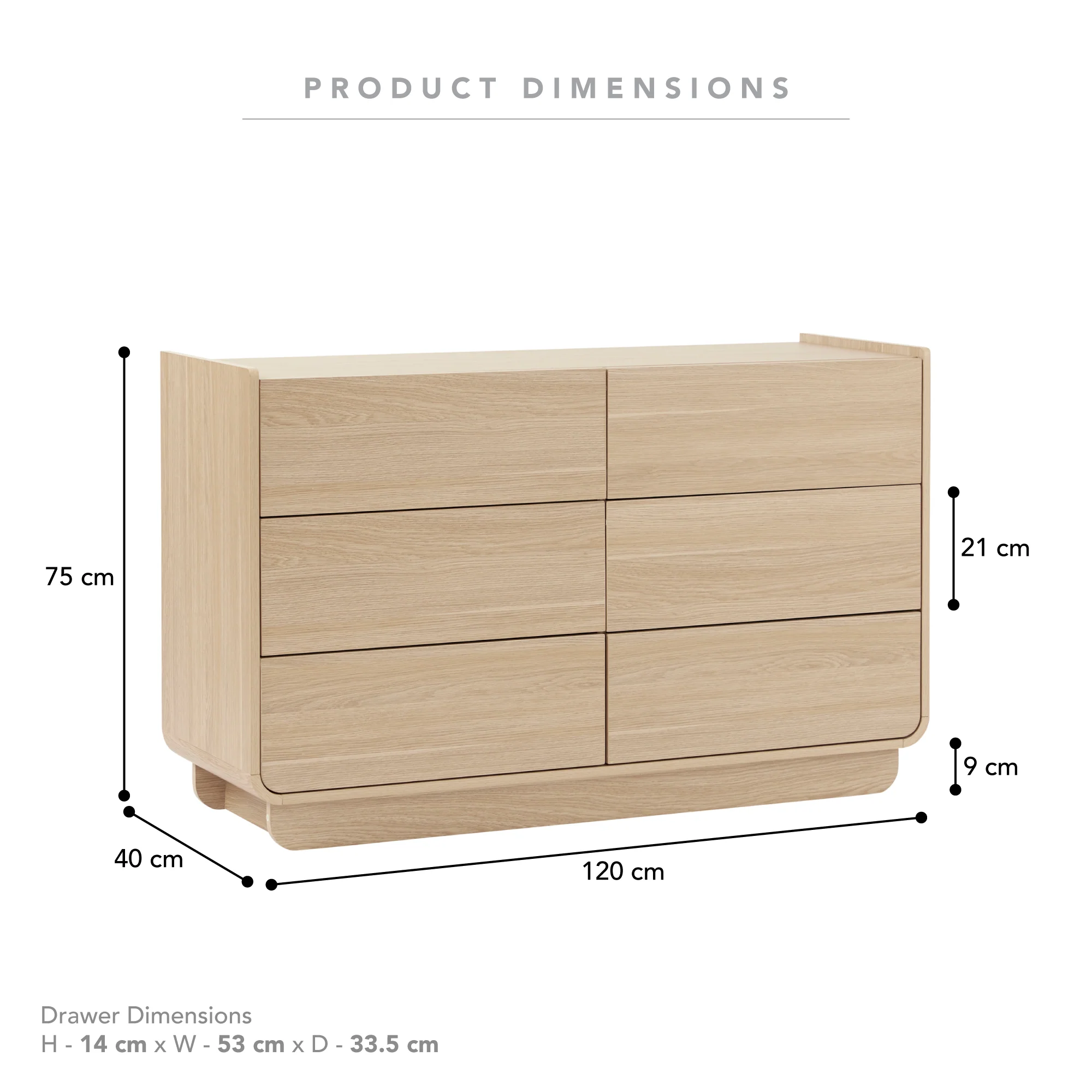 Malmo Chest of 6 Drawers Oak - Image 3