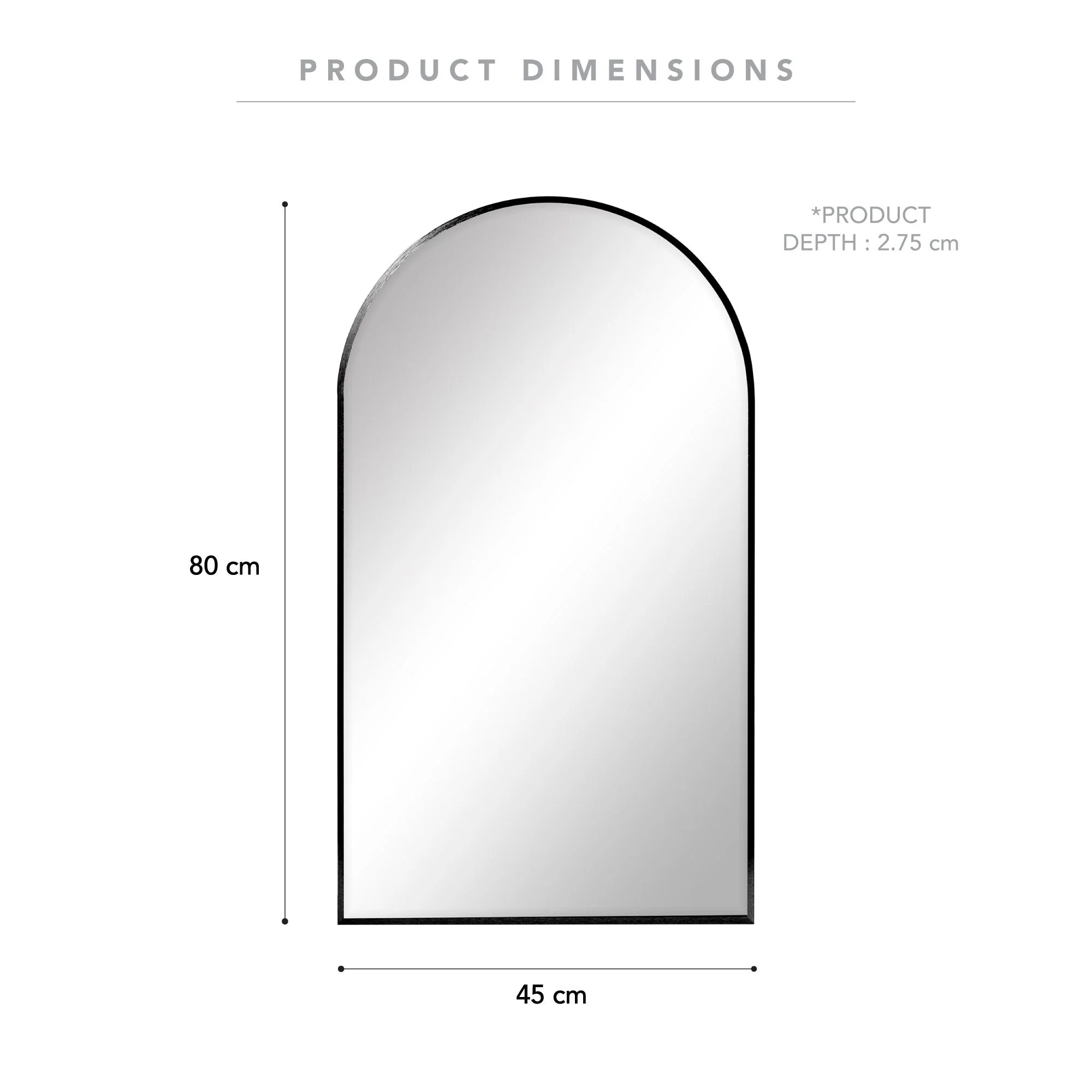 Naomi 80cm Arched Wall Mirror Black - Image 3