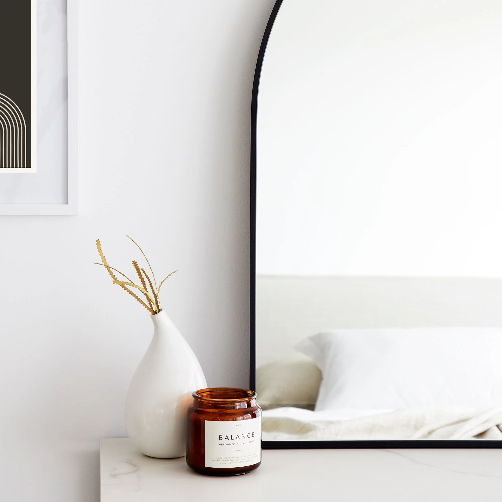 Naomi 85cm Large Arch Mirror Black - Image 5