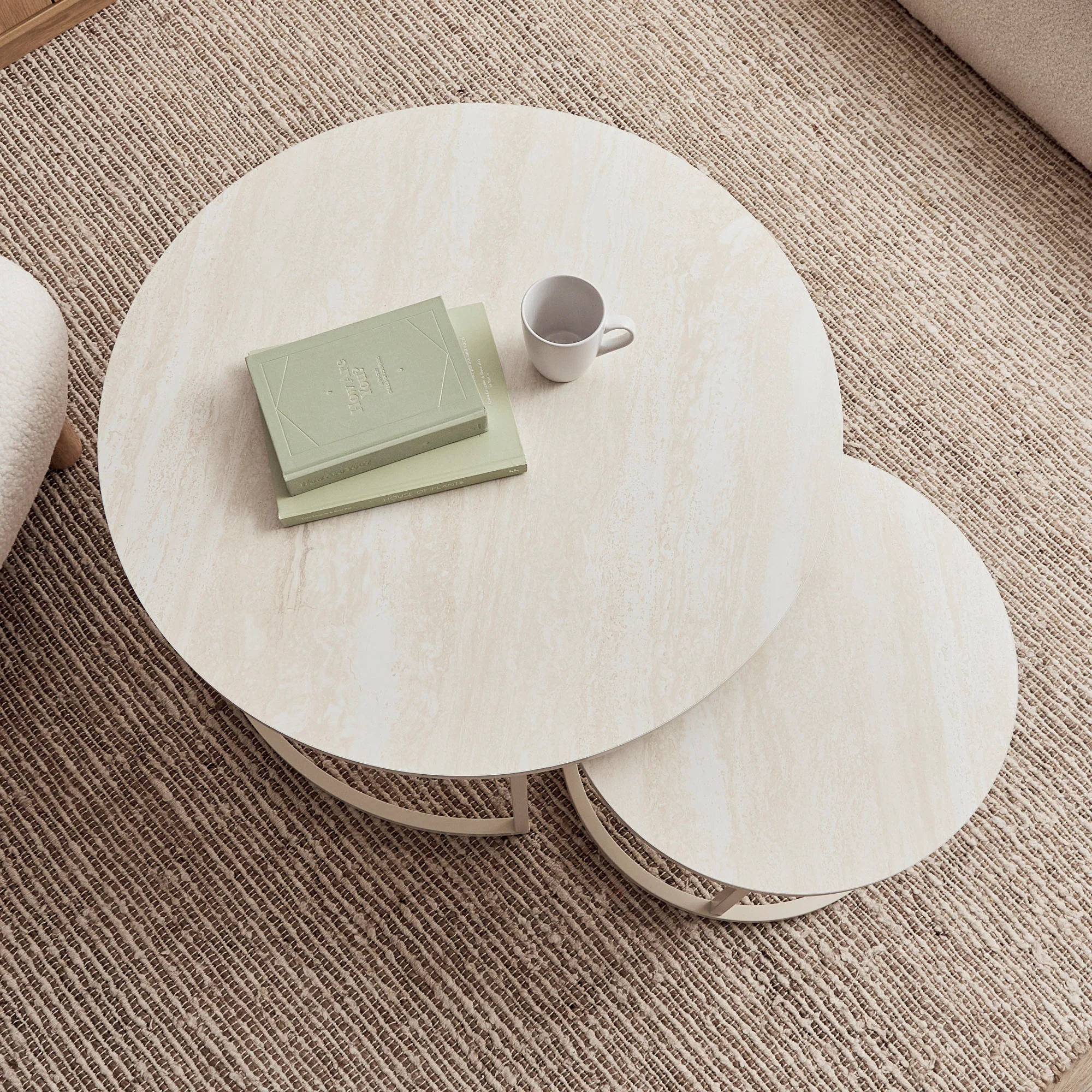 Nesting Sonoma Coffee Tables Set of 2 Travertine Look - Image 5