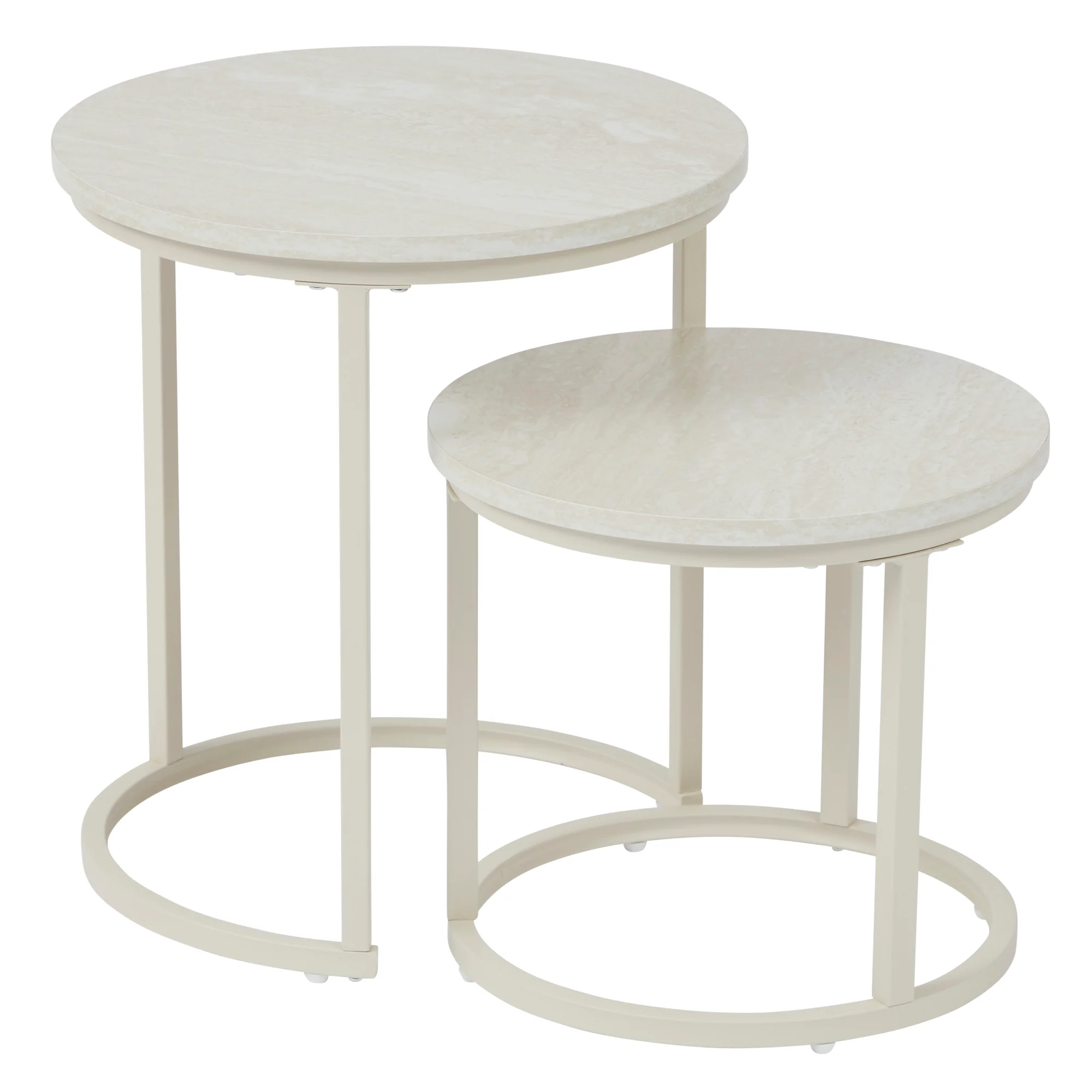 Waterfall Sonoma Side Tables Set of 2 Travertine Look - Image 2