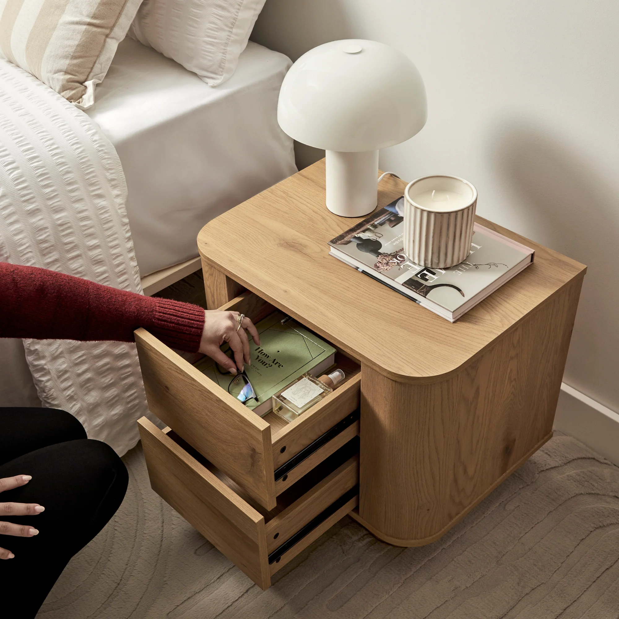 Nina Bedside Table Oak - Image 7