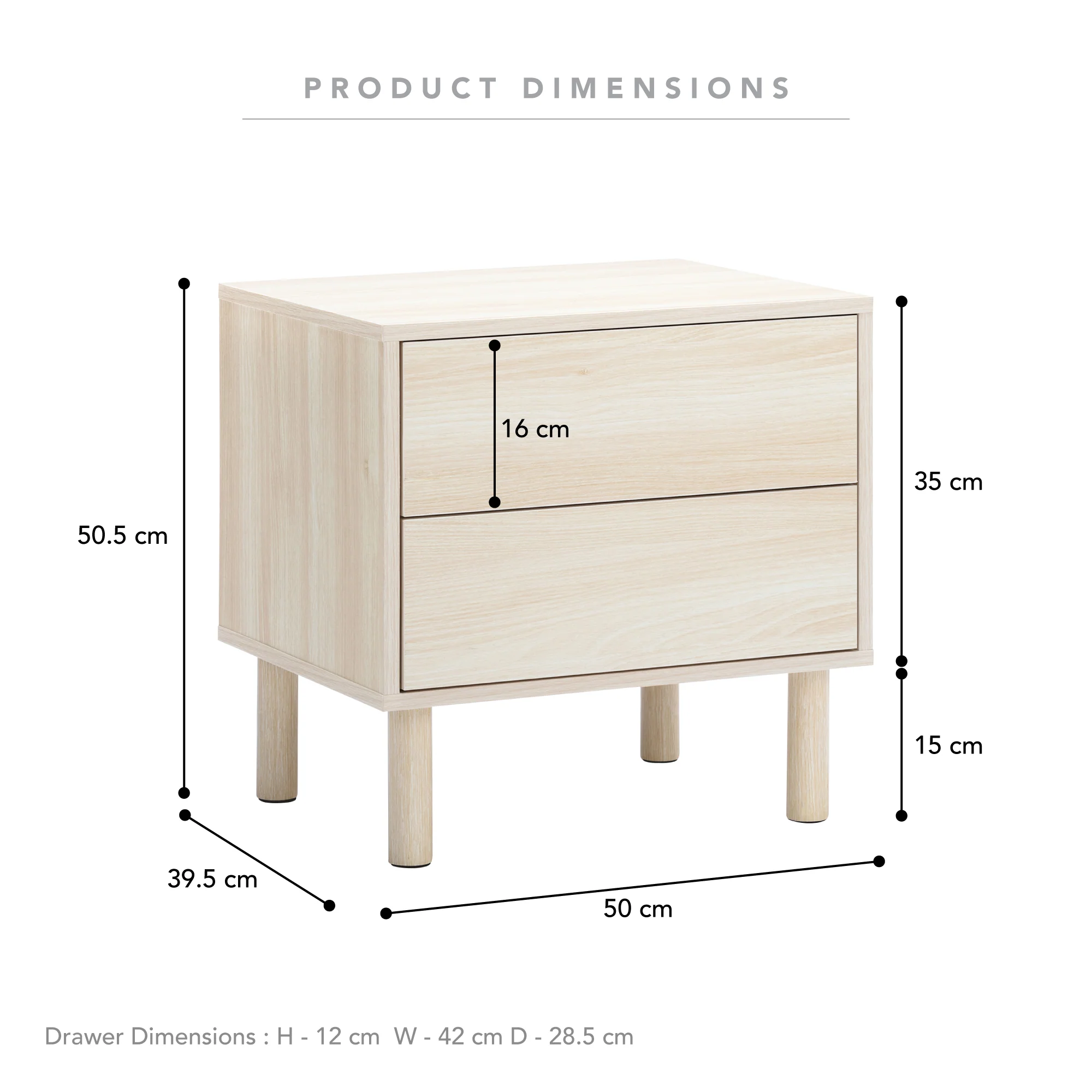 Norquay Bedside Table Light Oak - Image 3