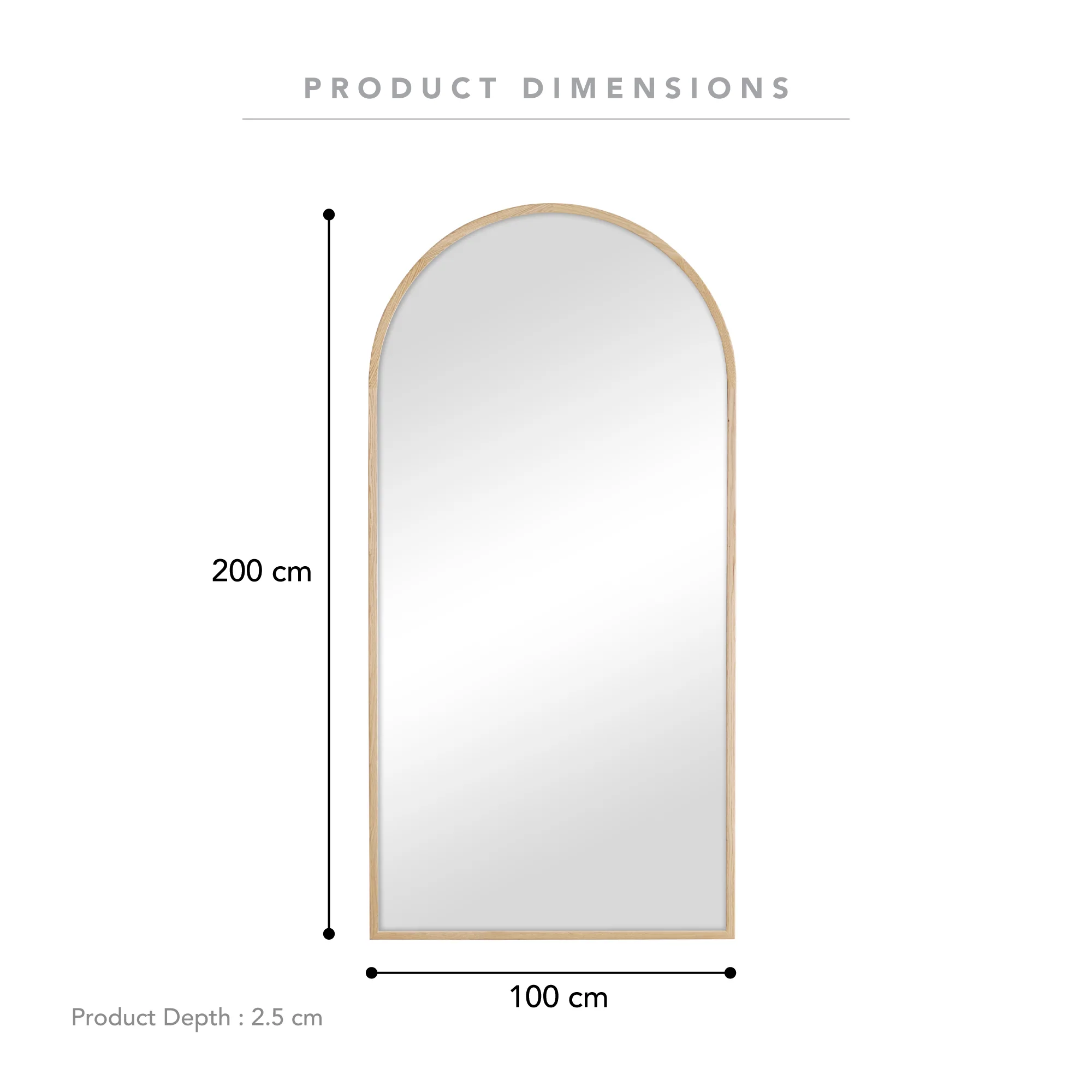 Oakleigh 200cm Arch Solid Oak Mirror Natural - Image 3