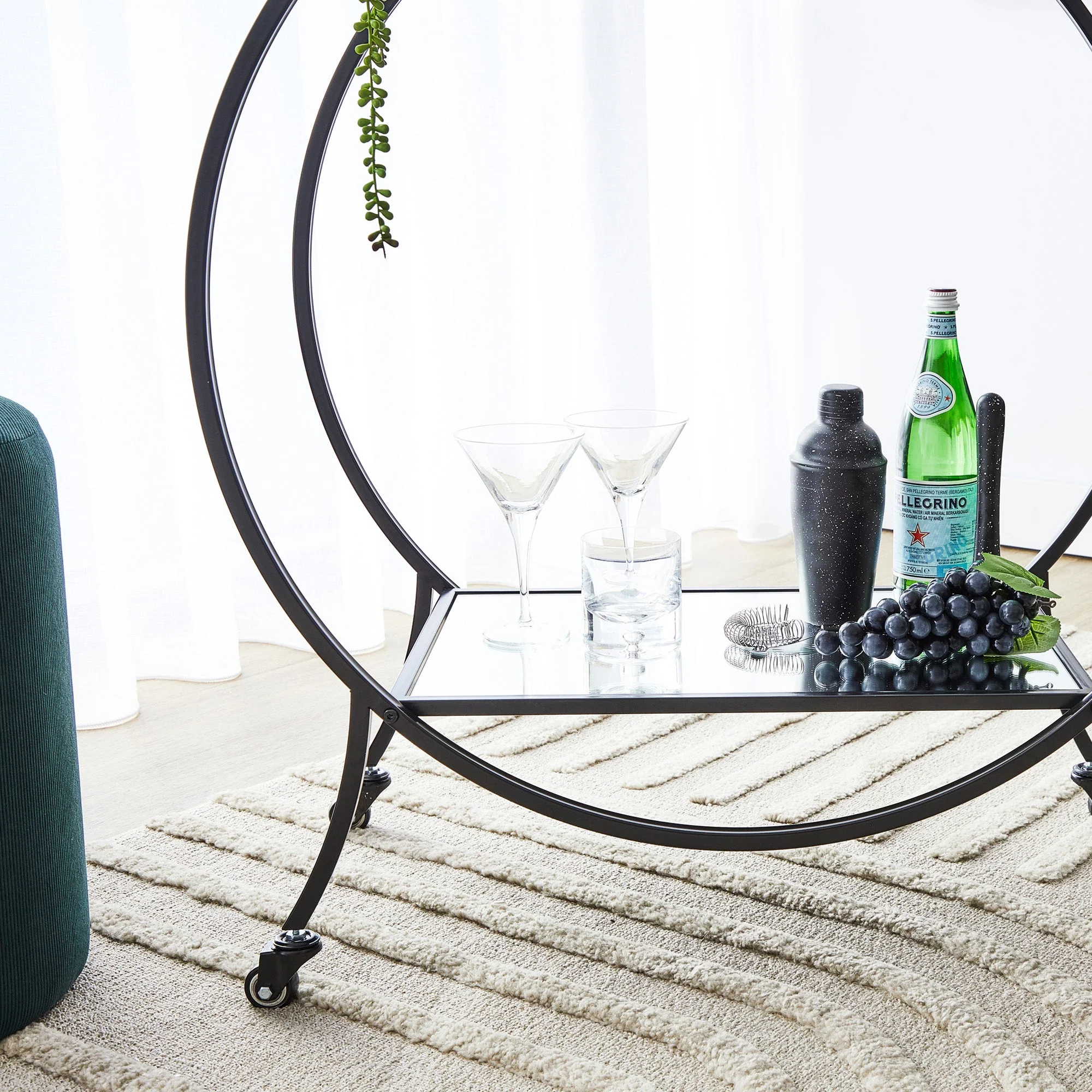 Oliver 86cm Steel Arch Bar Cart Black - Image 7