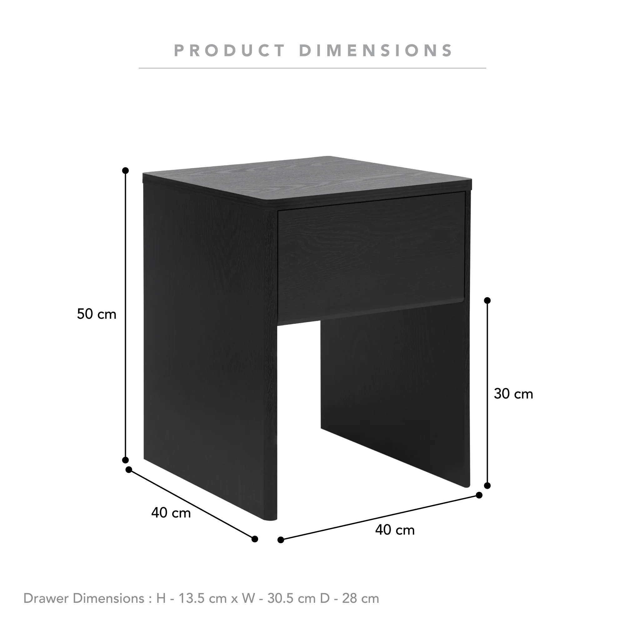 Oxford Bedside Table Black - Image 3