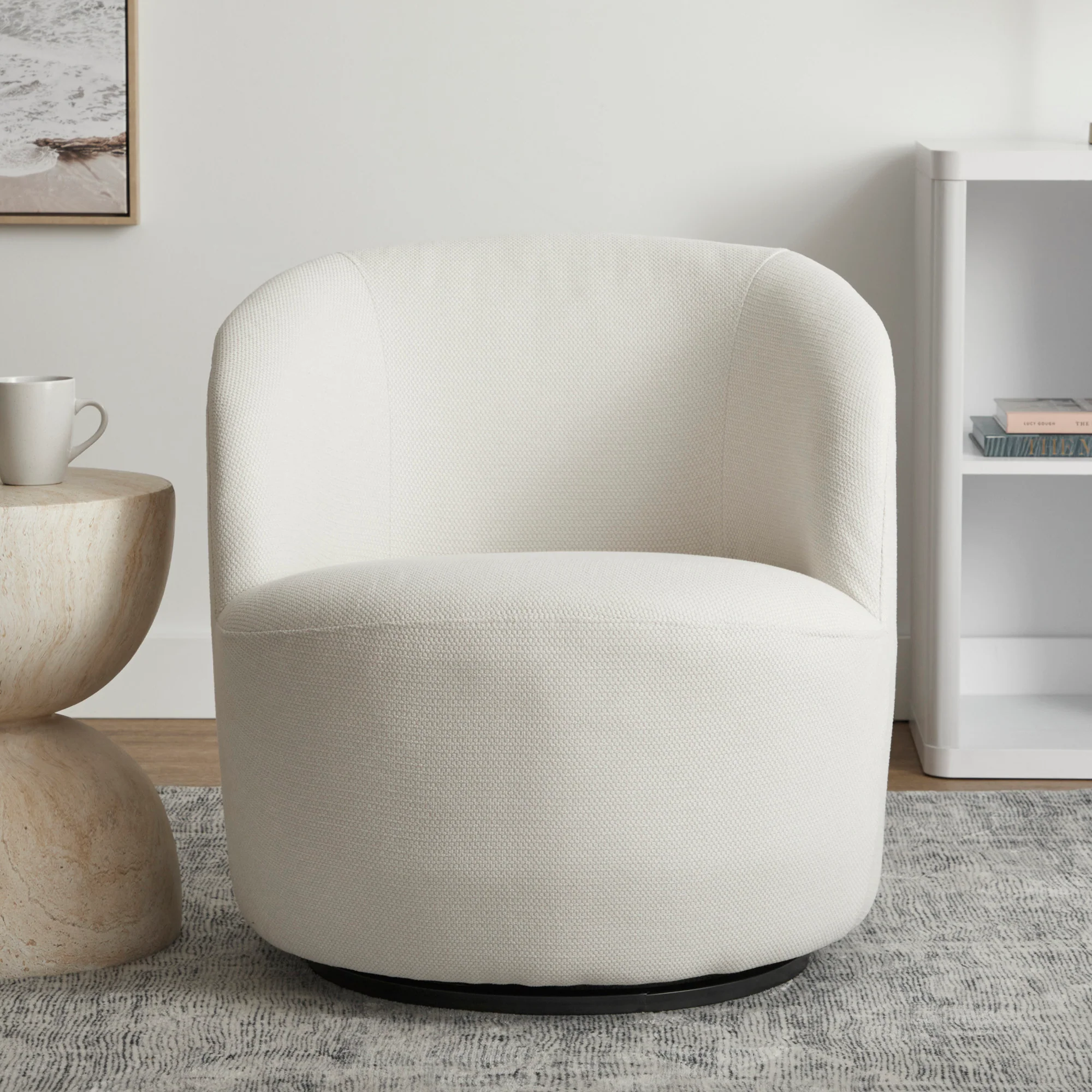 Sadie Swivel Armchair Cream - Image 5