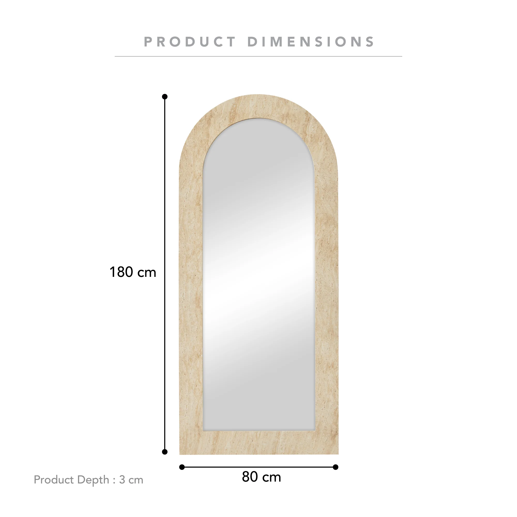 Sienna 180cm Arch Mirror Travertine Look - Image 3