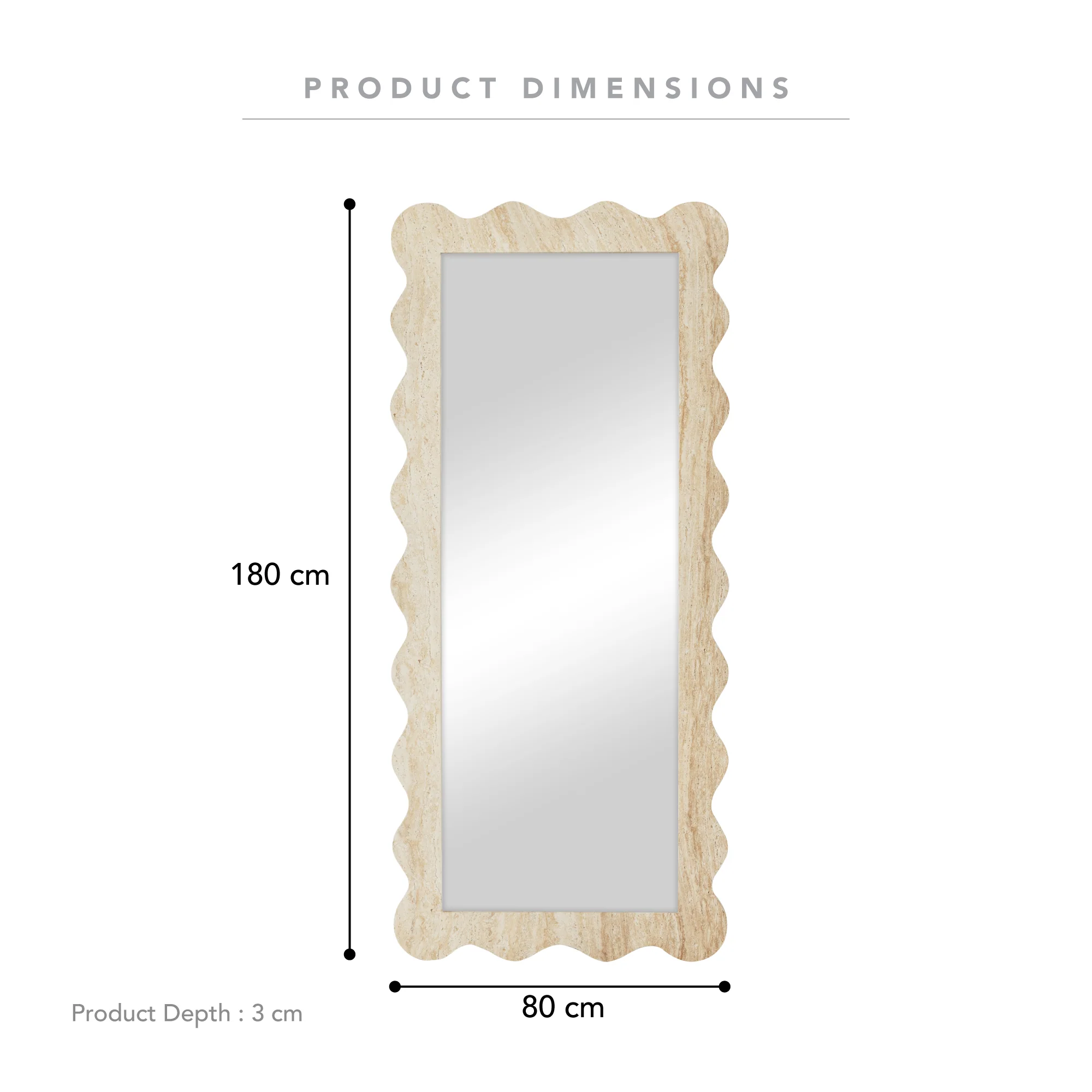 Sienna 180cm Wave Mirror Travertine Look - Image 3