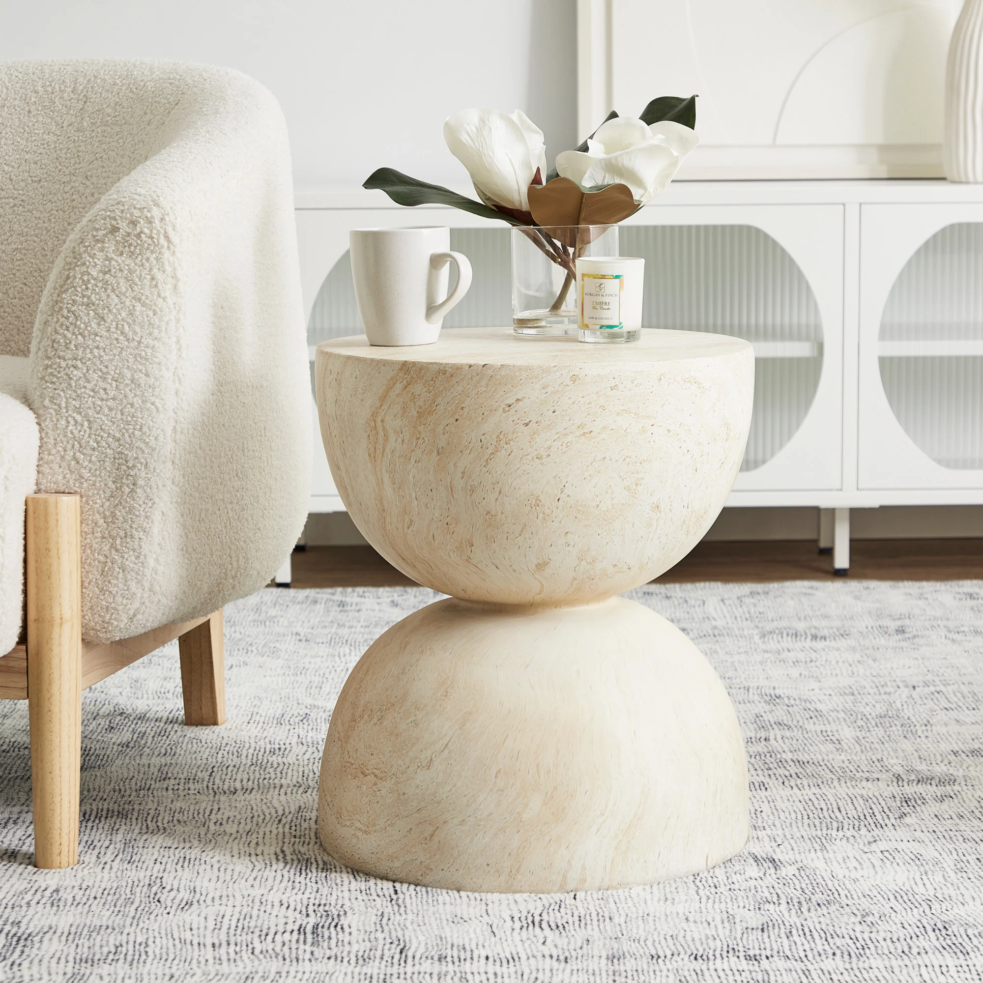 Stella Side Table Travertine Look - Image 7