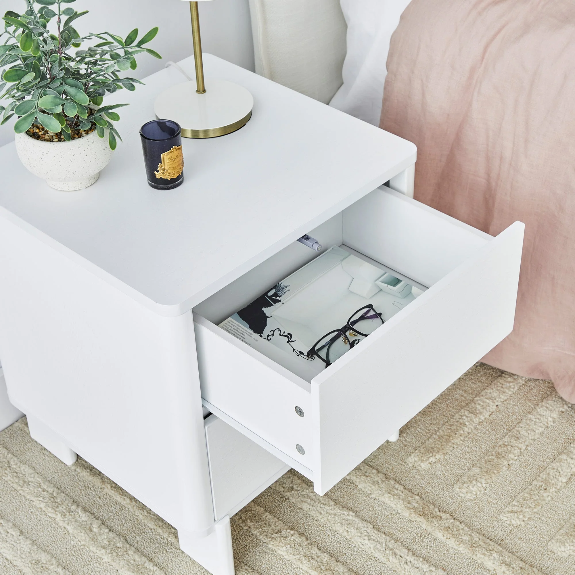 Taupo Bedside Table White - Image 6