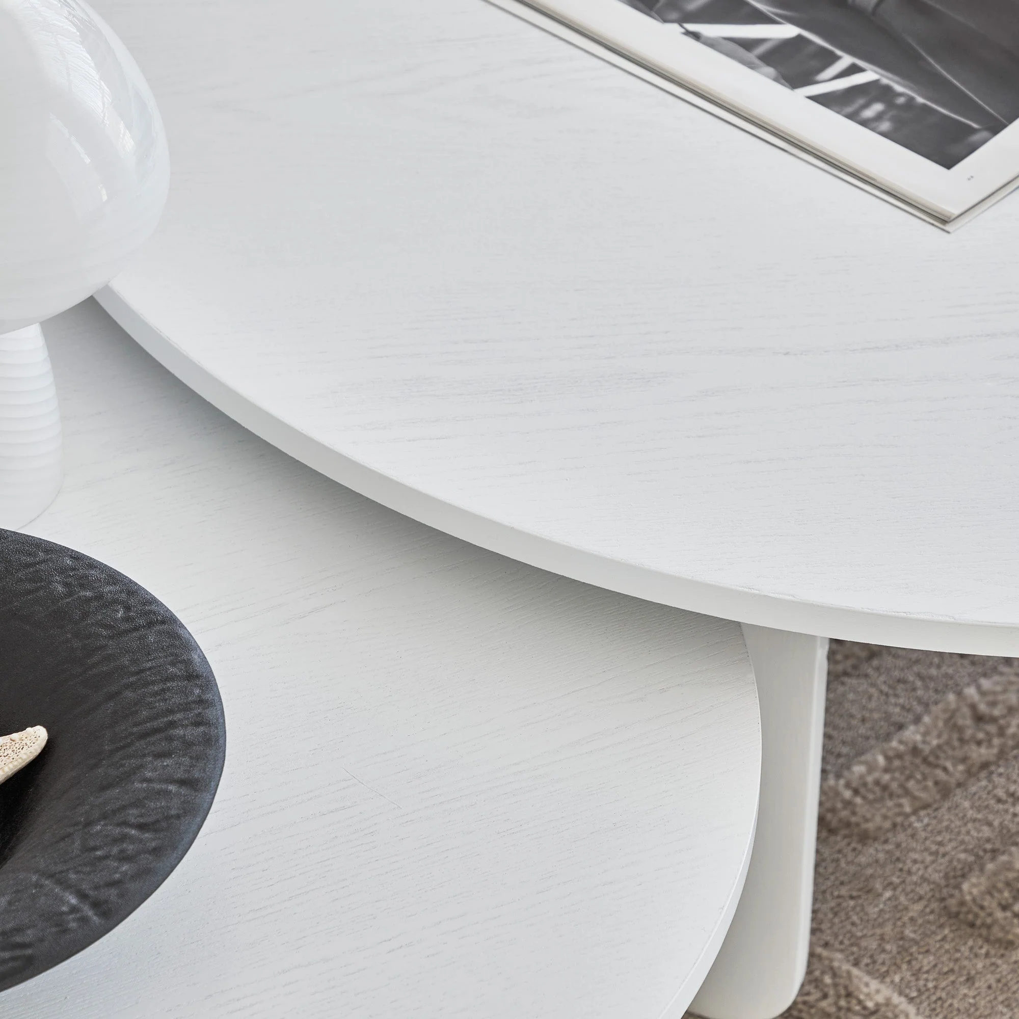 Taupo Coffee Tables Set of 2 Curved Legs White - Image 6