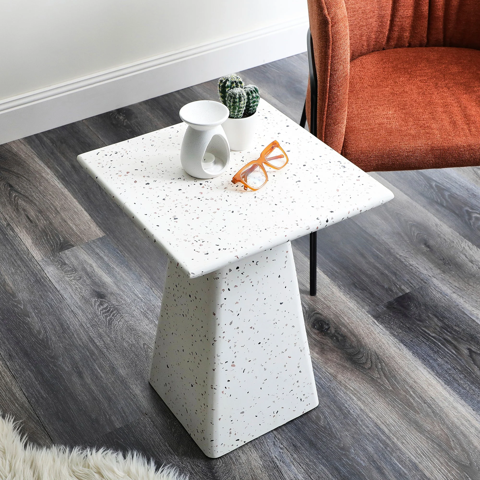 Toledo Terrazzo Side Table Stool Speckle White - Image 4
