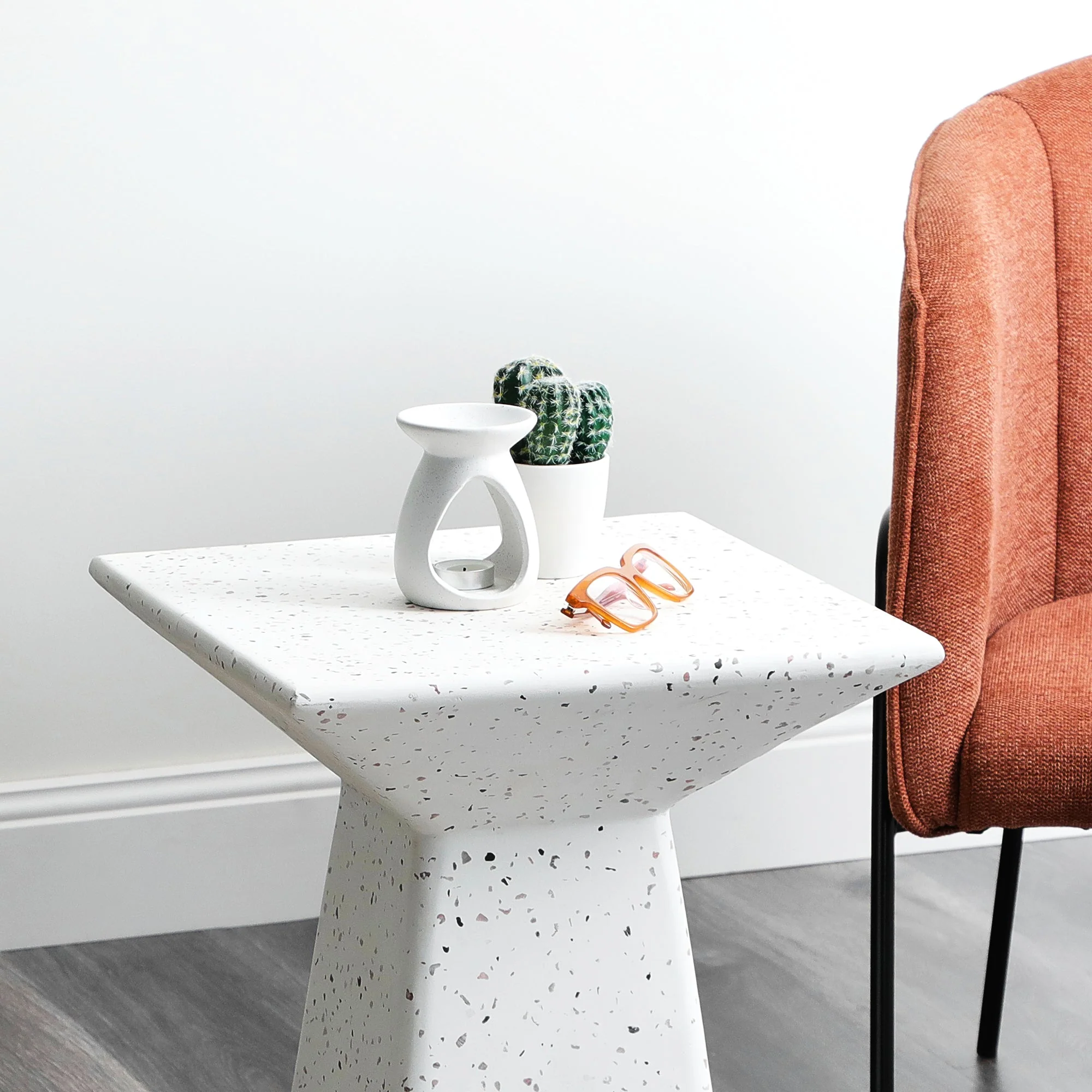 Toledo Terrazzo Side Table Stool Speckle White - Image 9