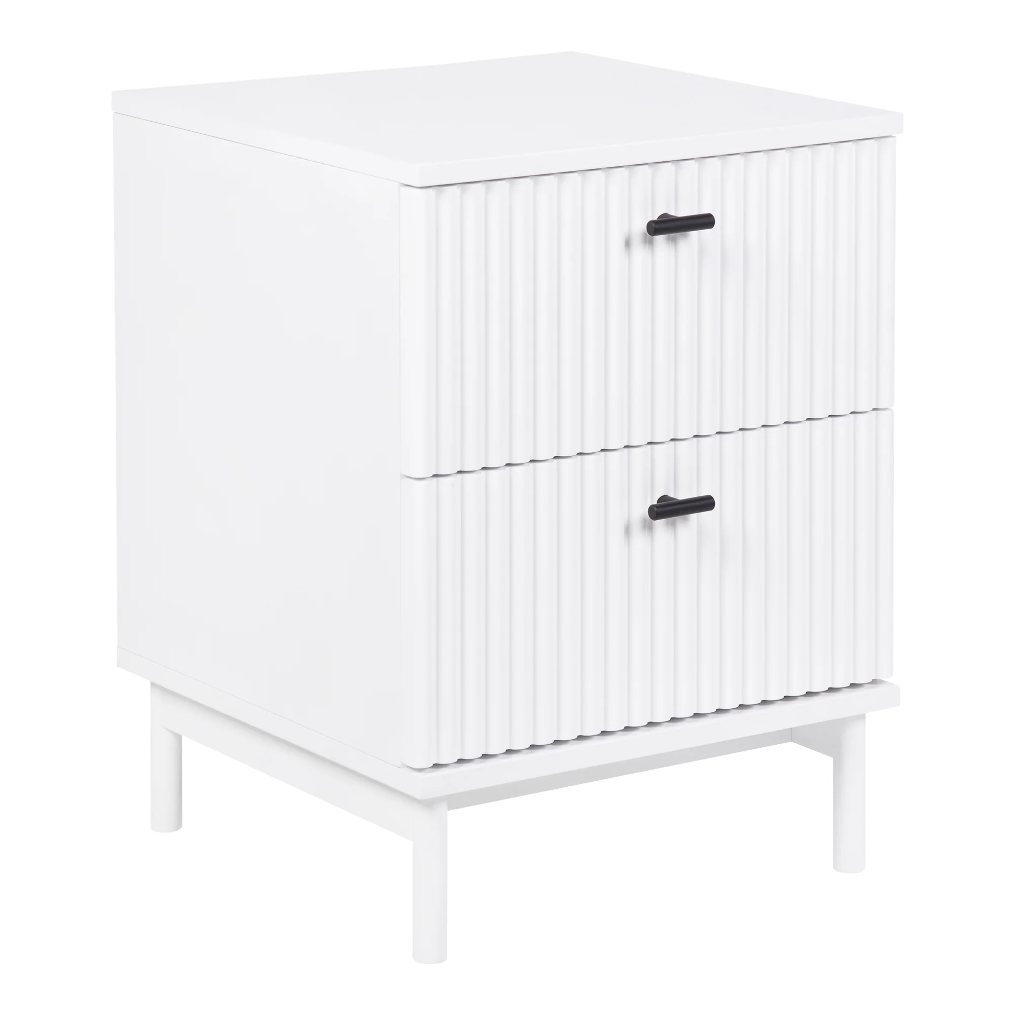Winnie Ripple 2 Drawer Bedside Table White - Image 2
