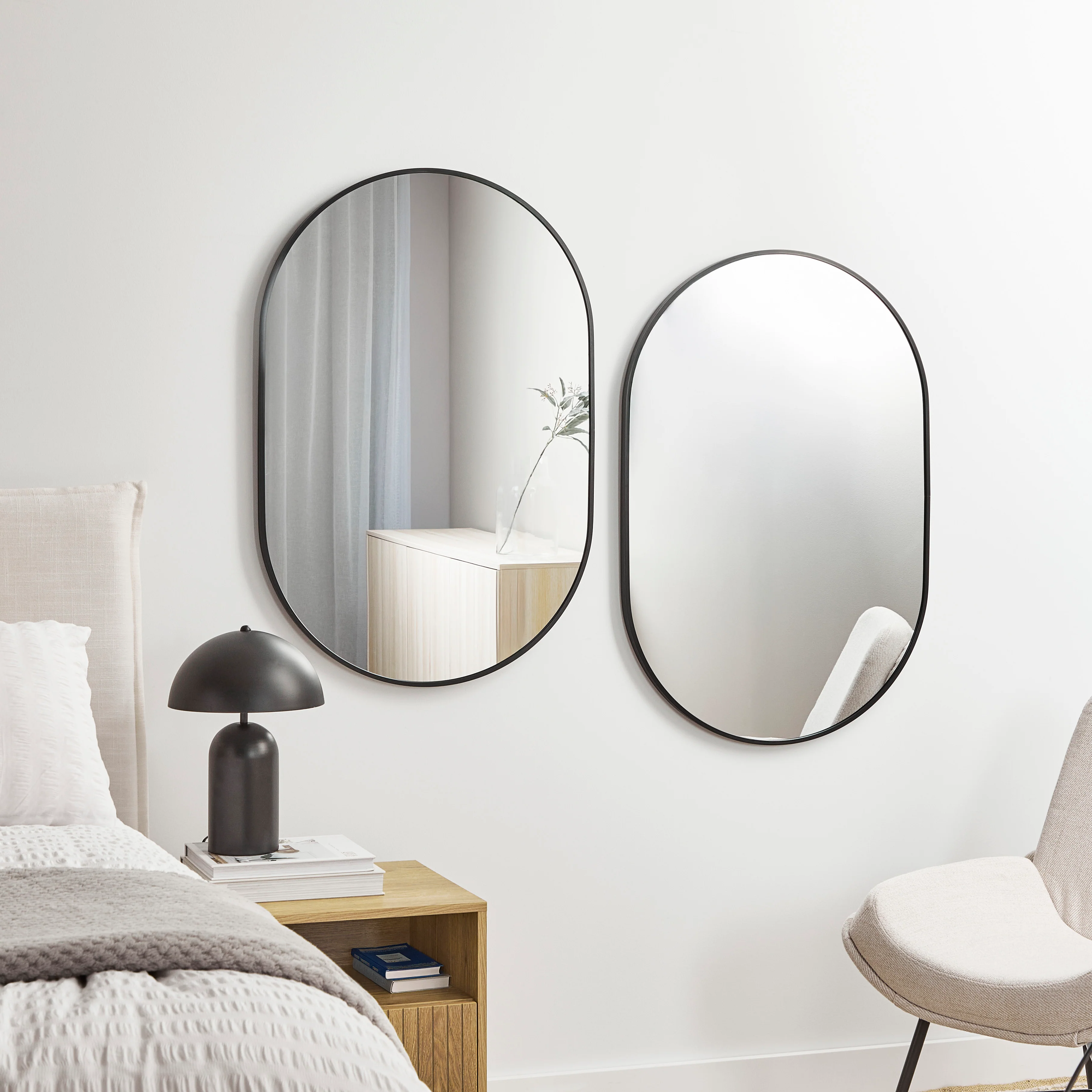 Zoe 90cm Oval Mirror Black (Set of 2) - Image 5